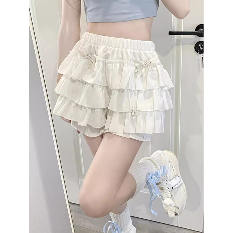 AliExpress MEXZT Y2K Sweet Ruffles Mini Skirt Women Kawaii Lolita Bow A Line Skirts Harajuku Japanese High Waist Pink White Ball Gown Skirt, view 2
