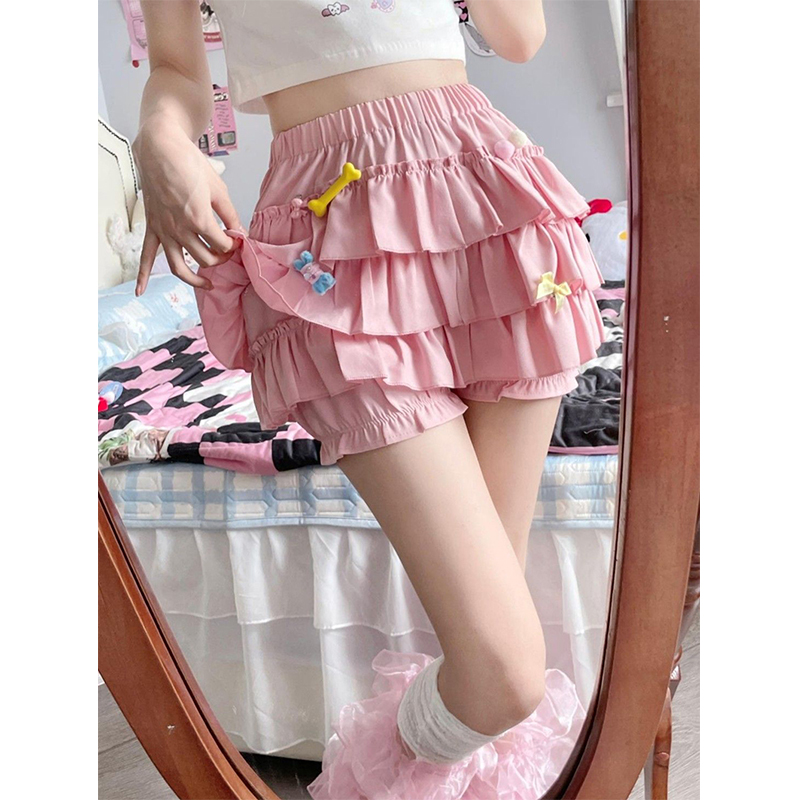 AliExpress MEXZT Y2K Sweet Ruffles Mini Skirt Women Kawaii Lolita Bow A Line Skirts Harajuku Japanese High Waist Pink White Ball Gown Skirt, view 5