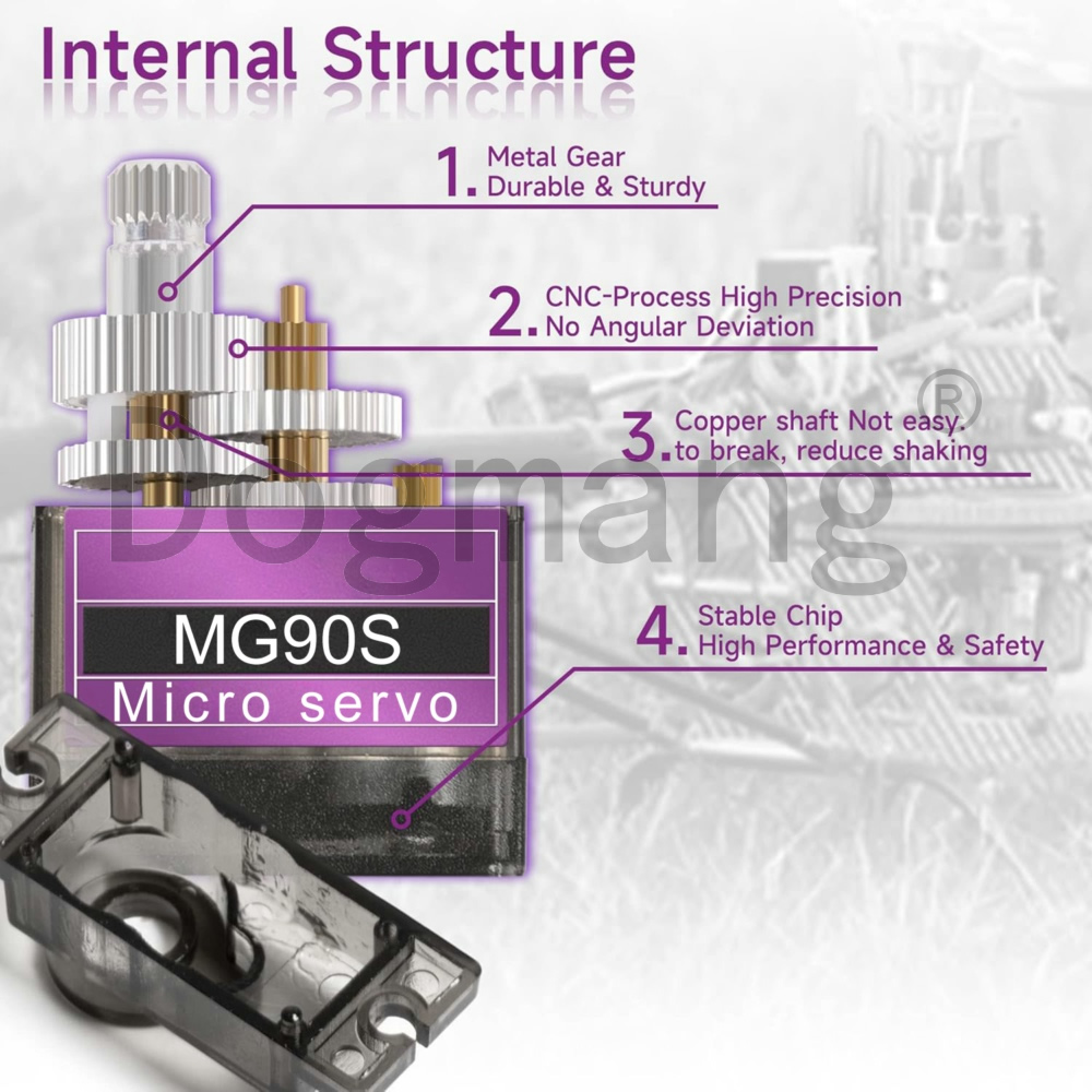AliExpress MG90S Servo 1/2/4/10/20/50 Pcs All Metal Gear 9g SG90 Upgraded Version For Helicopter Boat Car Mini Servos for Arduino Project, view 3