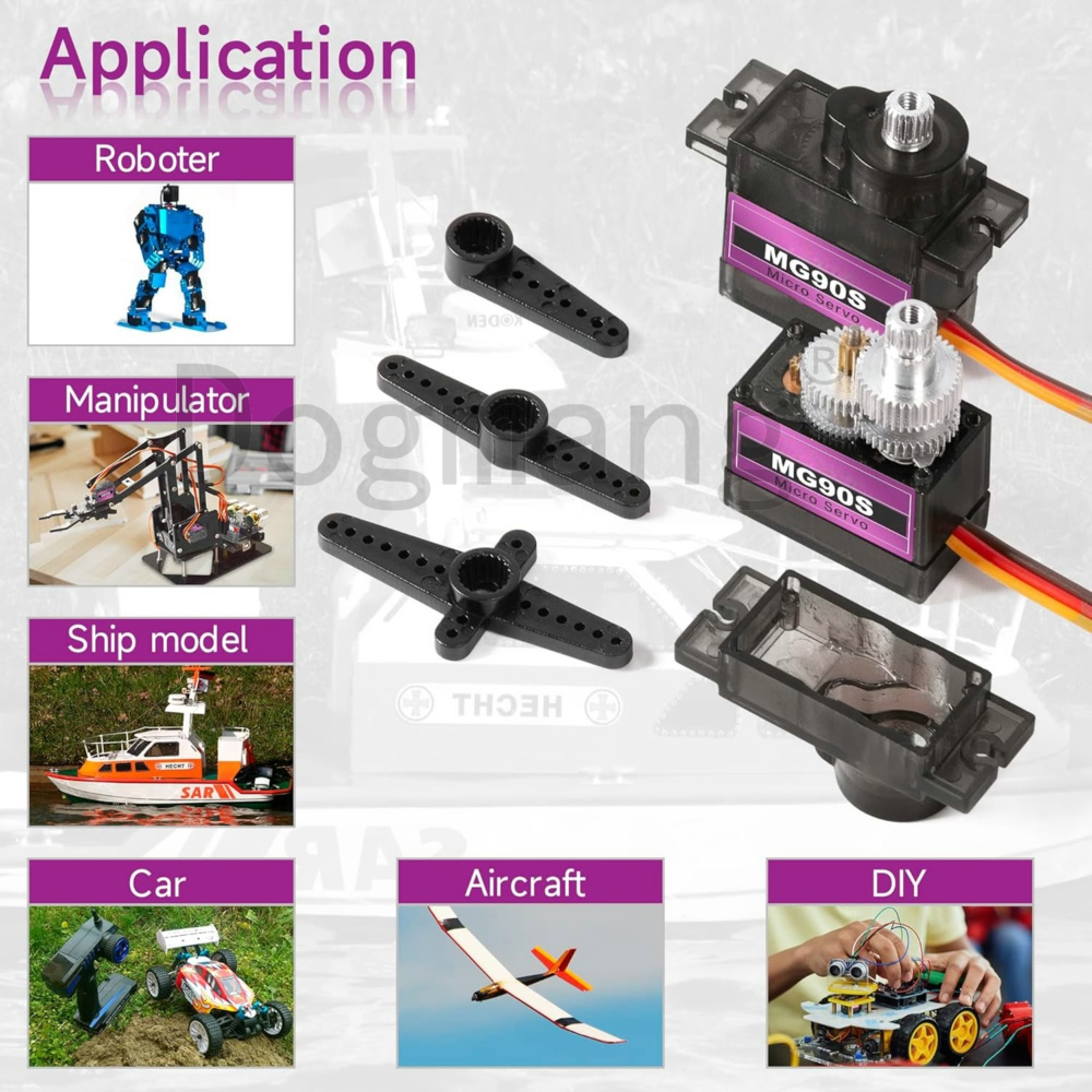 AliExpress MG90S Servo 1/2/4/10/20/50 Pcs All Metal Gear 9g SG90 Upgraded Version For Helicopter Boat Car Mini Servos for Arduino Project, view 6