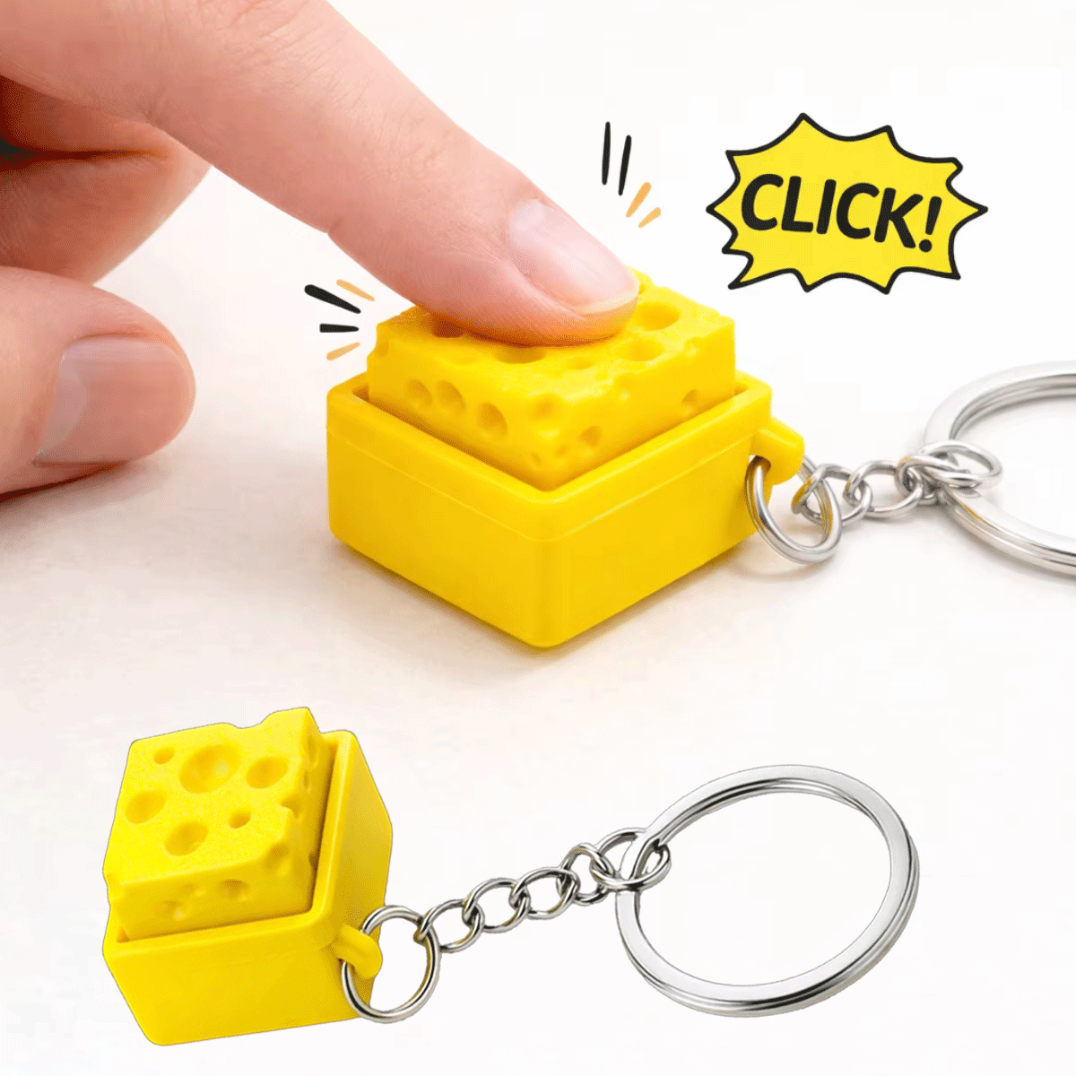 AliExpress Mini Cheese KeyChain Keyboard Stress Relief Fidget Button Cheese Keycap Fidget Clicker Keyboard Keychain Pendant Finger Toys