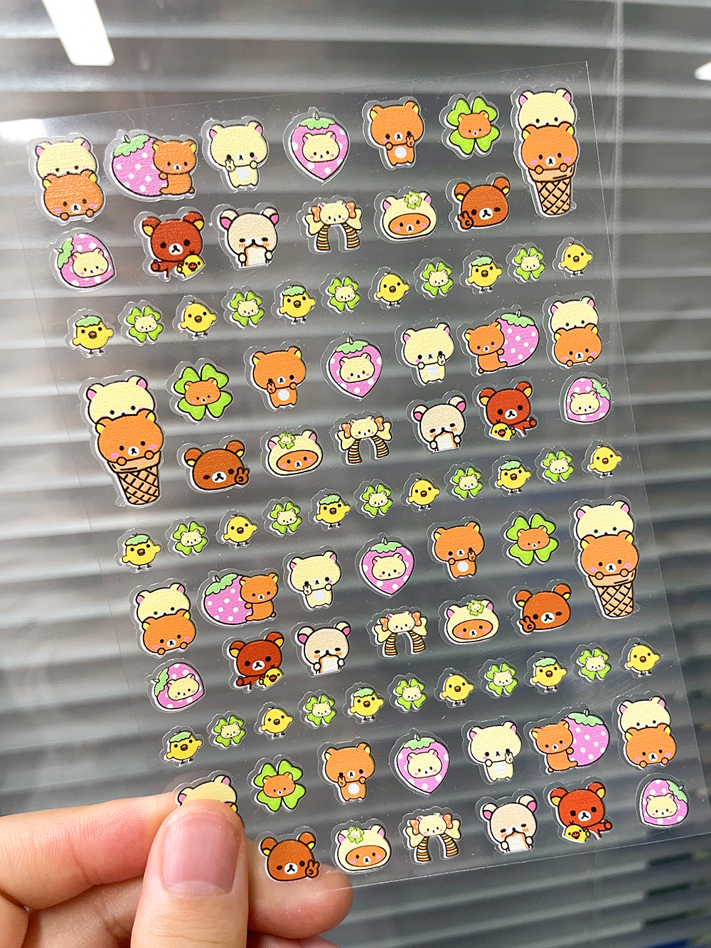 AliExpress Mini Cute Rilakkuma Four-leaf Clover Stickers Nail Art Waterproof Diy Phone Case Cup Keyboard Cap Handbook Stickers Friend Gifts, view 4
