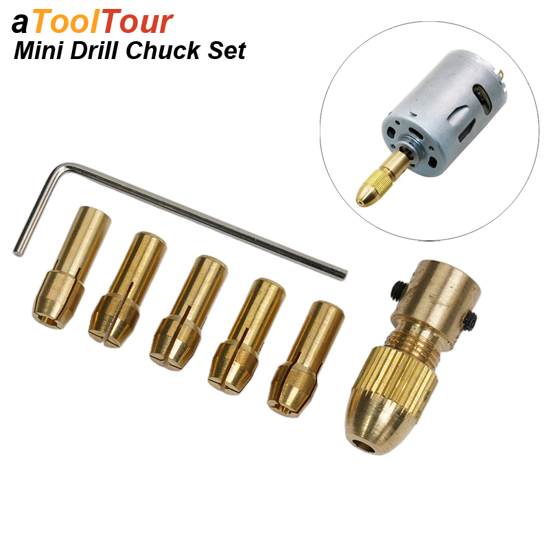 AliExpress Mini Drill Chuck Collet Set For Electric Motor Shaft Fit Micro Twist Drill Brass Cartridge Rotary Tool Bit Clamping Nut Adapter