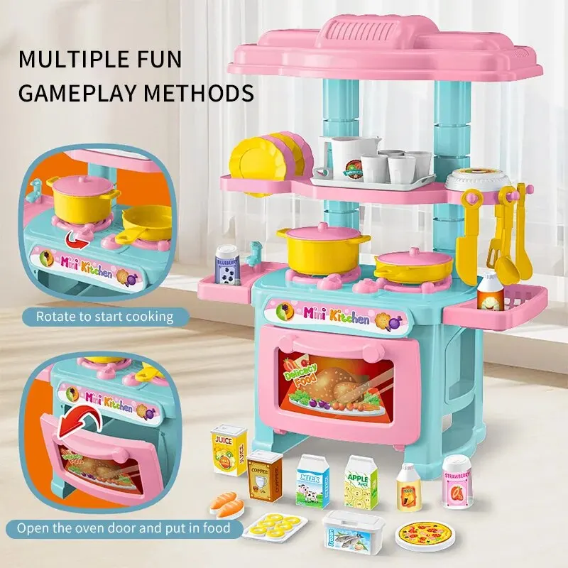 AliExpress Mini Kitchen Counter Play Set DIY Simulated Cooking Food Tableware Play House Role Play Pretend Game Toy Gift Kid Boy Children