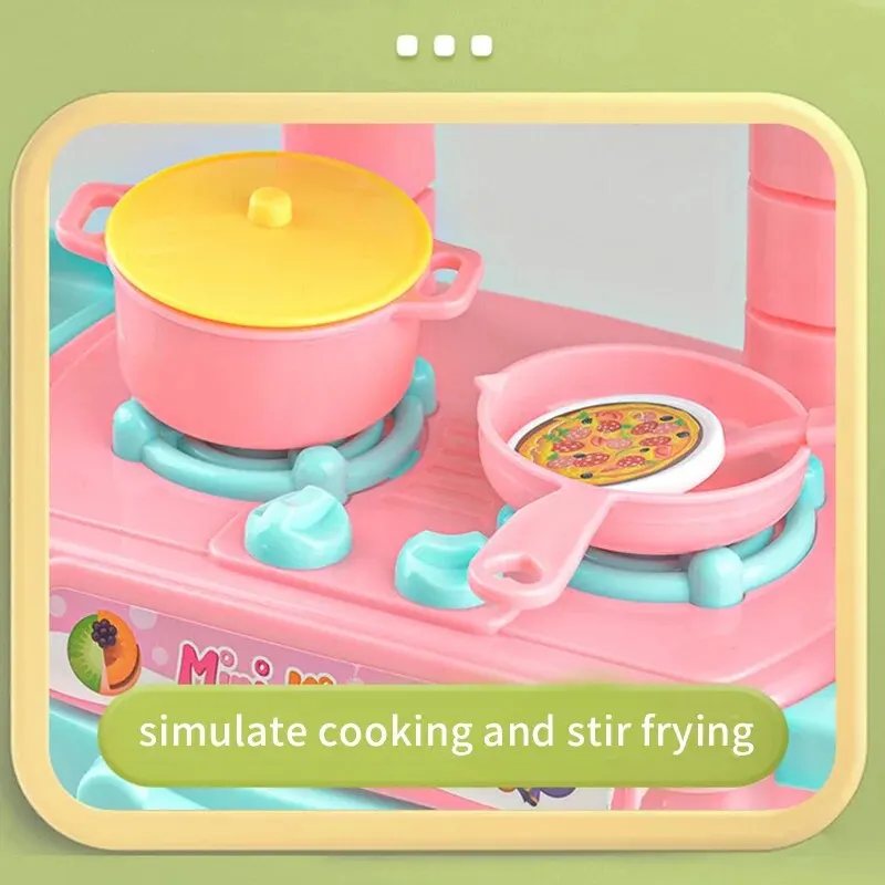 AliExpress Mini Kitchen Counter Play Set DIY Simulated Cooking Food Tableware Play House Role Play Pretend Game Toy Gift Kid Boy Children, view 2