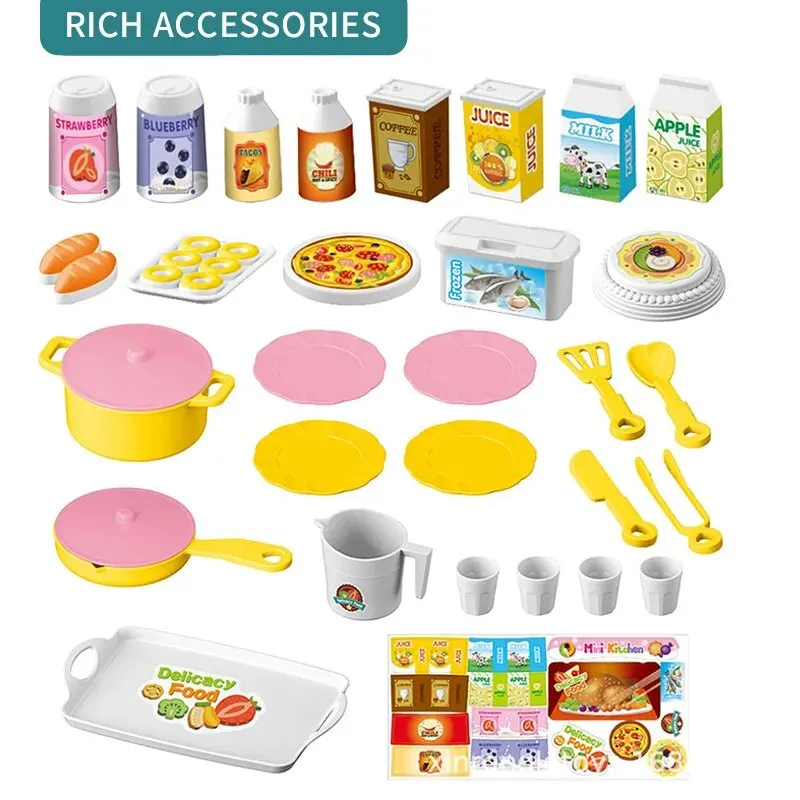 AliExpress Mini Kitchen Counter Play Set DIY Simulated Cooking Food Tableware Play House Role Play Pretend Game Toy Gift Kid Boy Children, view 3