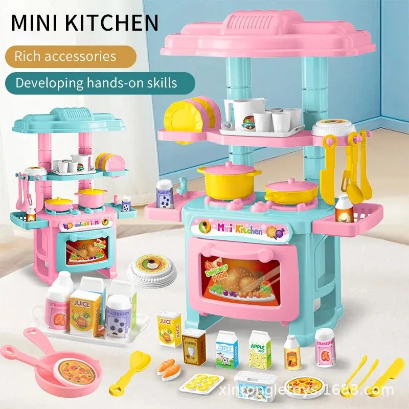 AliExpress Mini Kitchen Counter Play Set DIY Simulated Cooking Food Tableware Play House Role Play Pretend Game Toy Gift Kid Boy Children, view 4