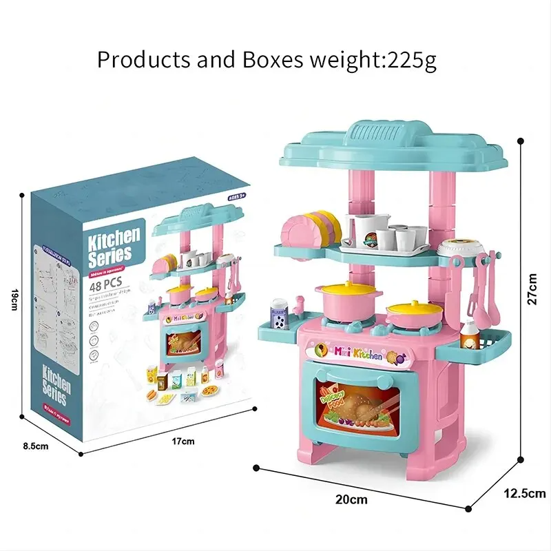AliExpress Mini Kitchen Counter Play Set DIY Simulated Cooking Food Tableware Play House Role Play Pretend Game Toy Gift Kid Boy Children, view 6