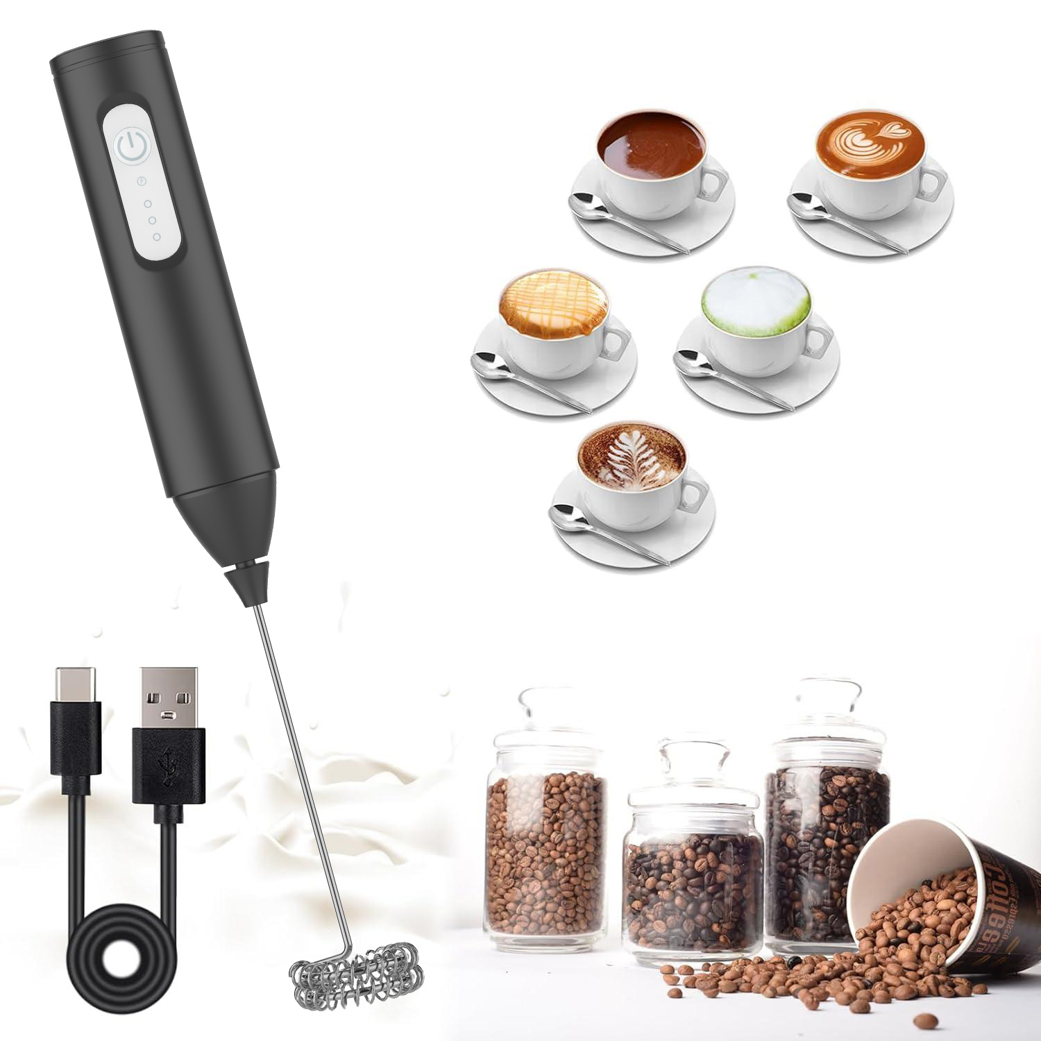 AliExpress MINI Milk Frother USB Rechargeable 3 Speeds Foam Maker Coffee Whisk Mixer Electric Handle Blender Egg Beater