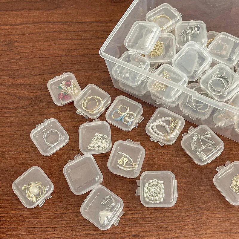 AliExpress Mini Square Transparent Flip-Lid Jewelry Box, view 3
