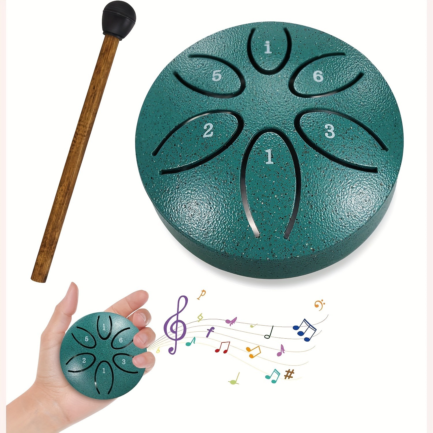 AliExpress Mini Steel Tongue Drum 3 Inch 6 Tones, Portable Ethereal Rain Hand Drum with Mallets, Meditation Yoga Percussion Instrument, view 3