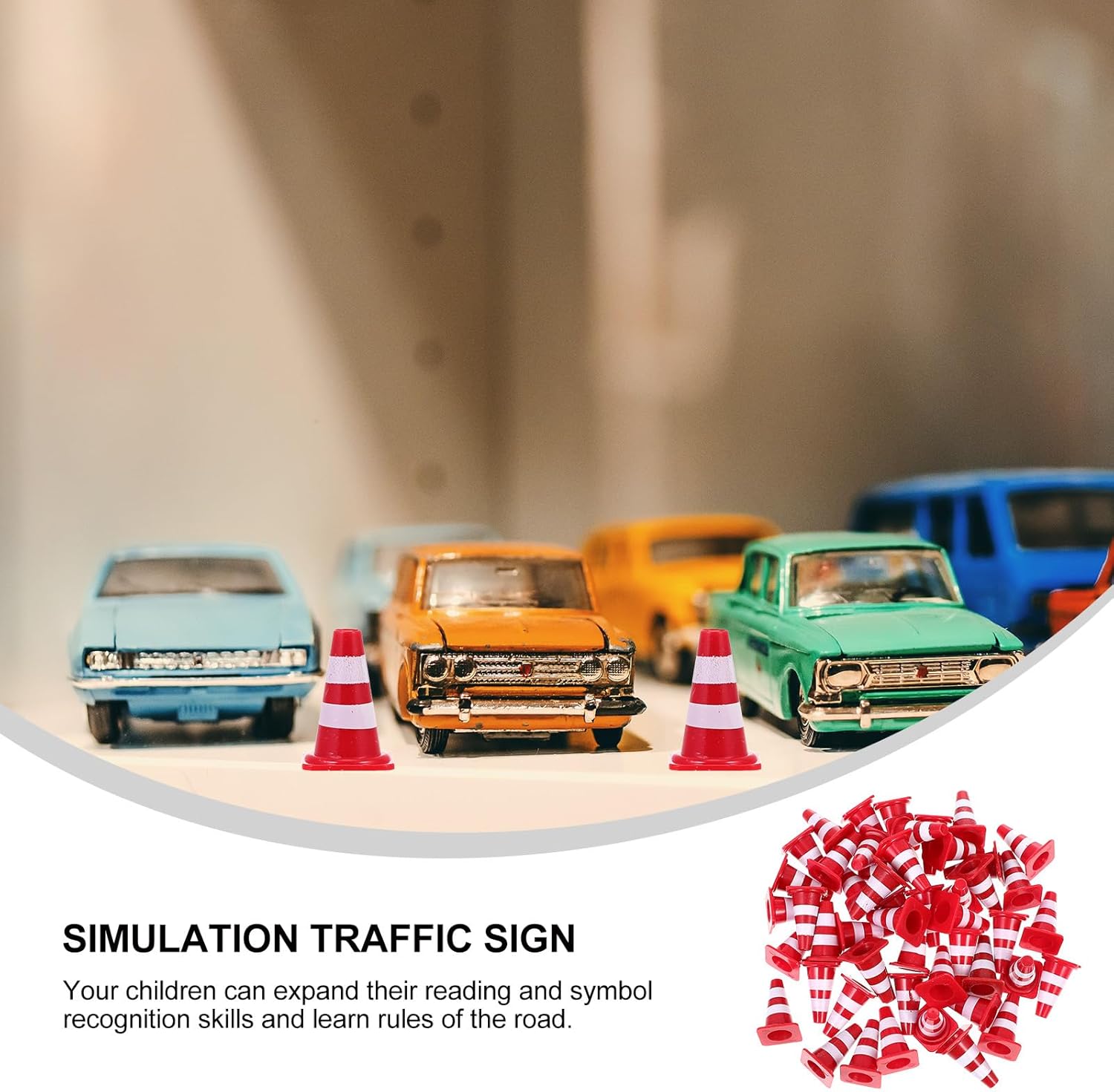 AliExpress Mini Traffic Cones, Tiny Simulation Red Safety Roadblock Cake Topper Kindergarten Traffic Sign Teaching for Home Shop, view 3