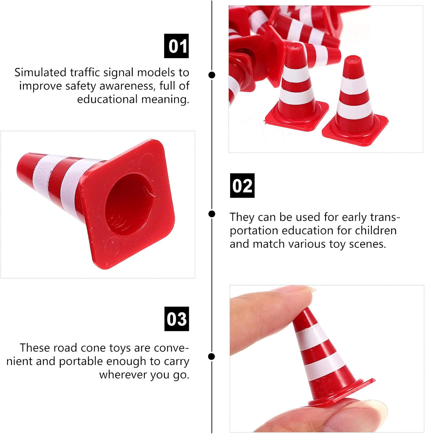 AliExpress Mini Traffic Cones, Tiny Simulation Red Safety Roadblock Cake Topper Kindergarten Traffic Sign Teaching for Home Shop, view 4