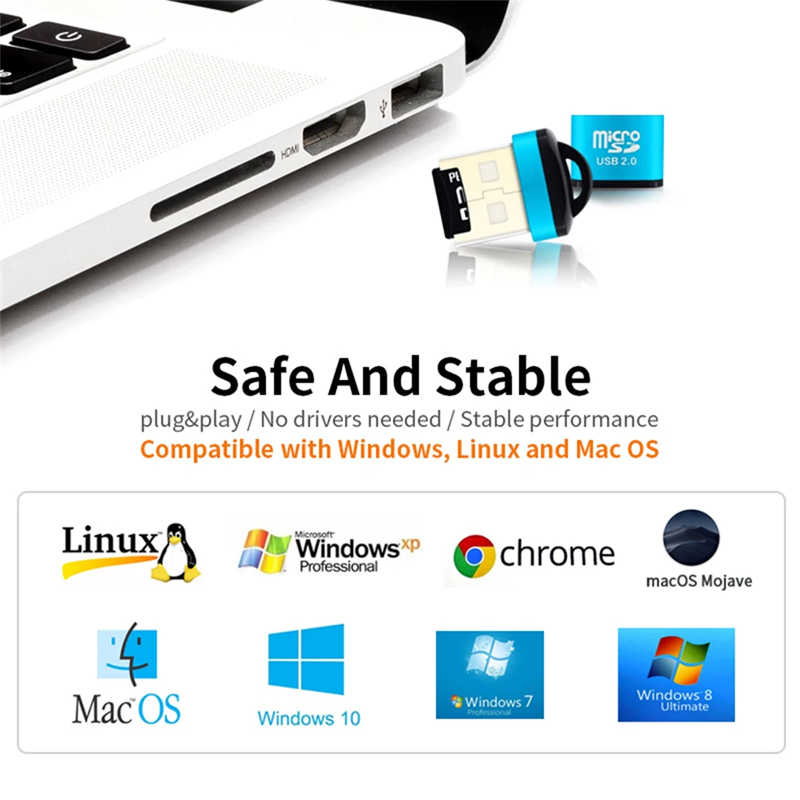 AliExpress Mini USB Micro SD/TF Memory Card Reader USB 2.0 High Speed Adapter for Computer Desktop Laptop Notebooks Accessories cartridg, view 2
