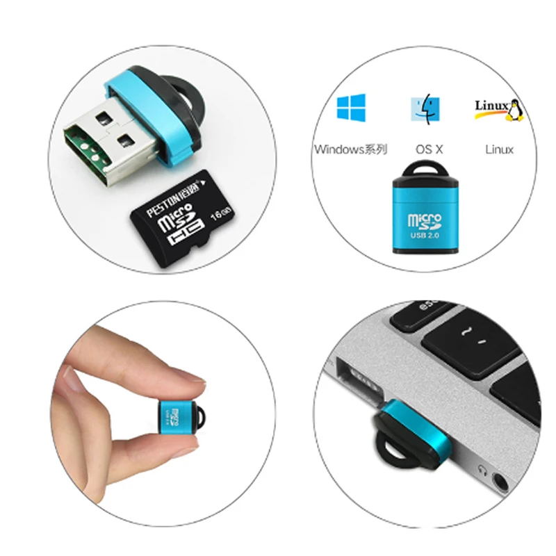 AliExpress Mini USB Micro SD/TF Memory Card Reader USB 2.0 High Speed Adapter for Computer Desktop Laptop Notebooks Accessories cartridg, view 3