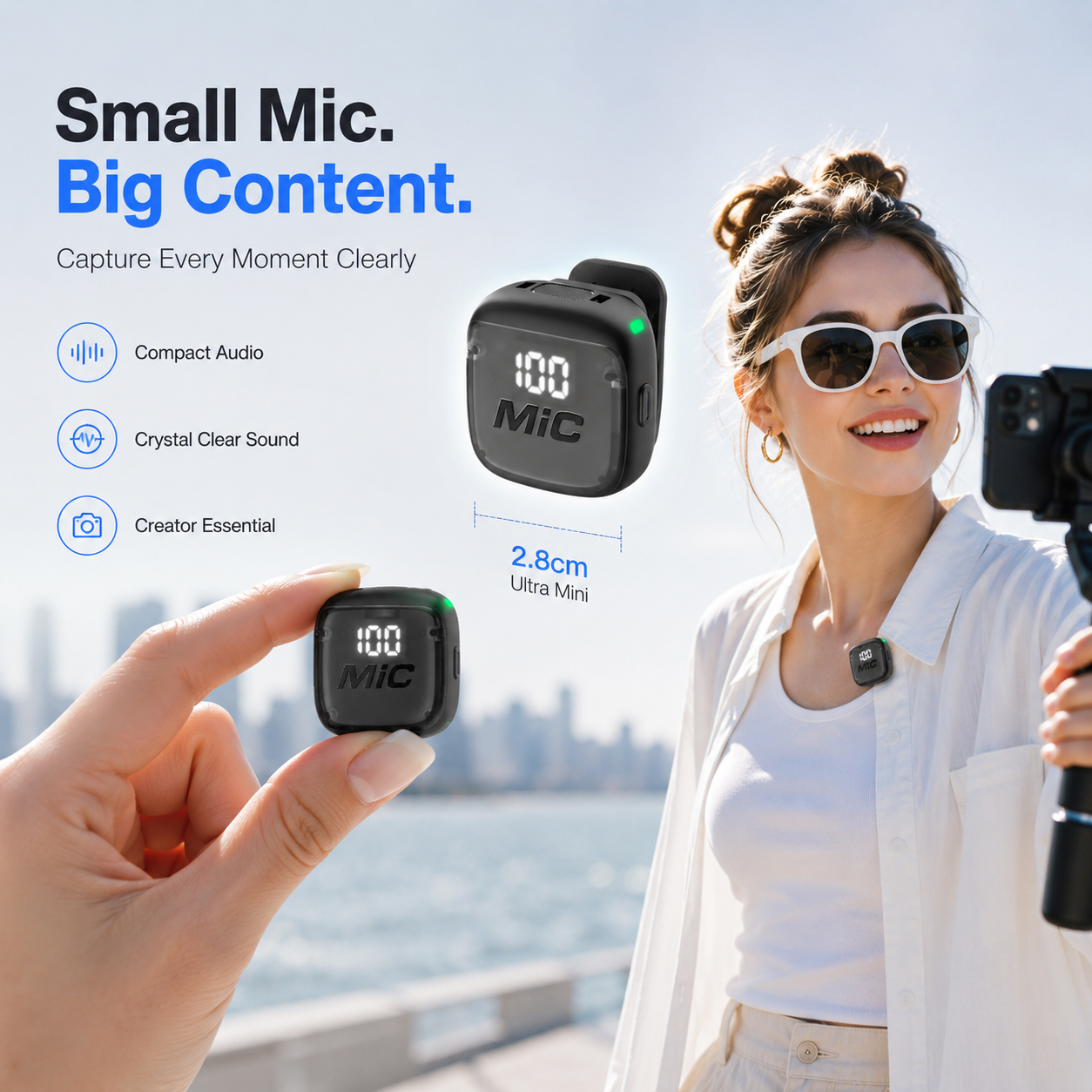 AliExpress Mini Wireless Clip-On Microphone, Smart Noise Reduction, Long Battery Life, Perfect for Live Streaming, Podcasts, and Vlogs., view 3