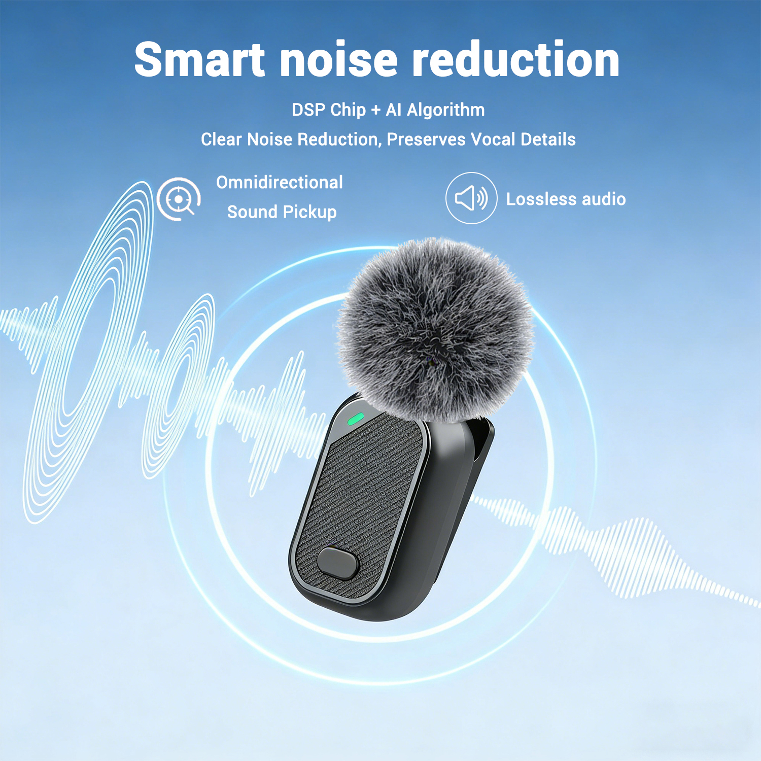 AliExpress Mini Wireless Lavalier Microphone with Charging Case, 2.4G Noise Cancelling Lapel Mic for Type-C, Vlog/Live/Video Recording, view 3