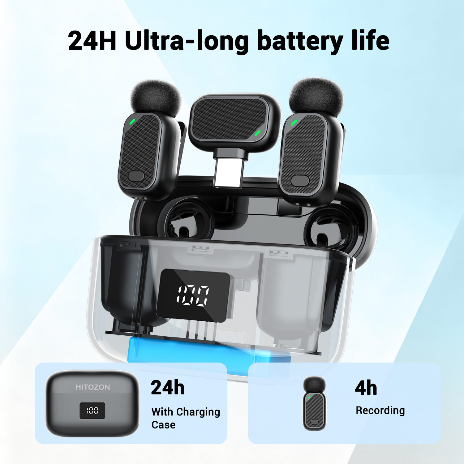 AliExpress Mini Wireless Lavalier Microphone with Charging Case, 2.4G Noise Cancelling Lapel Mic for Type-C, Vlog/Live/Video Recording, view 4