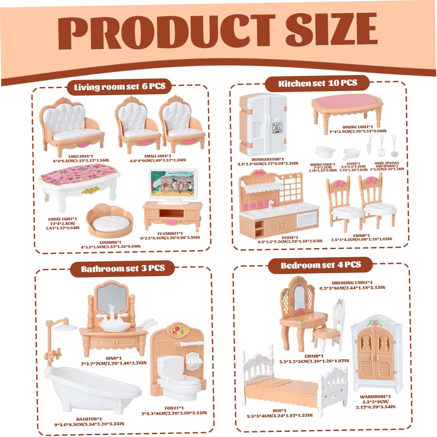 AliExpress Miniature Dollhouse Furniture Kitchen Living Room Bedroom Bathroom Doll House Furniture Pretend Play Dollhouse Miniatures, view 2