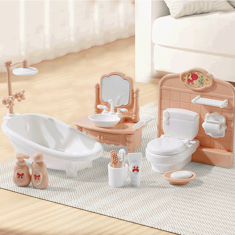 AliExpress Miniature Dollhouse Furniture Kitchen Living Room Bedroom Bathroom Doll House Furniture Pretend Play Dollhouse Miniatures, view 5