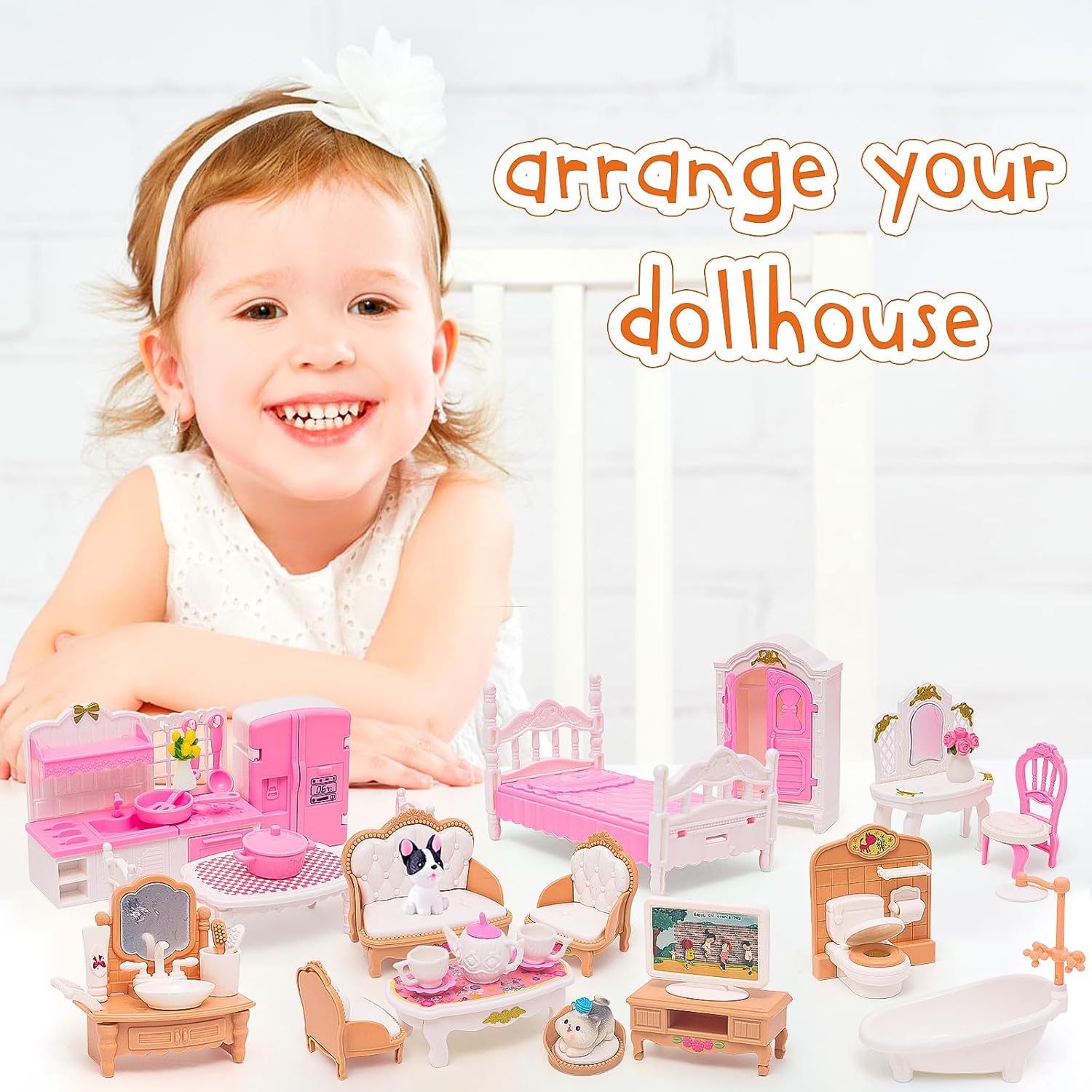 AliExpress Miniature Dollhouse Furniture Kitchen Living Room Bedroom Bathroom Doll House Furniture Pretend Play Dollhouse Miniatures, view 6