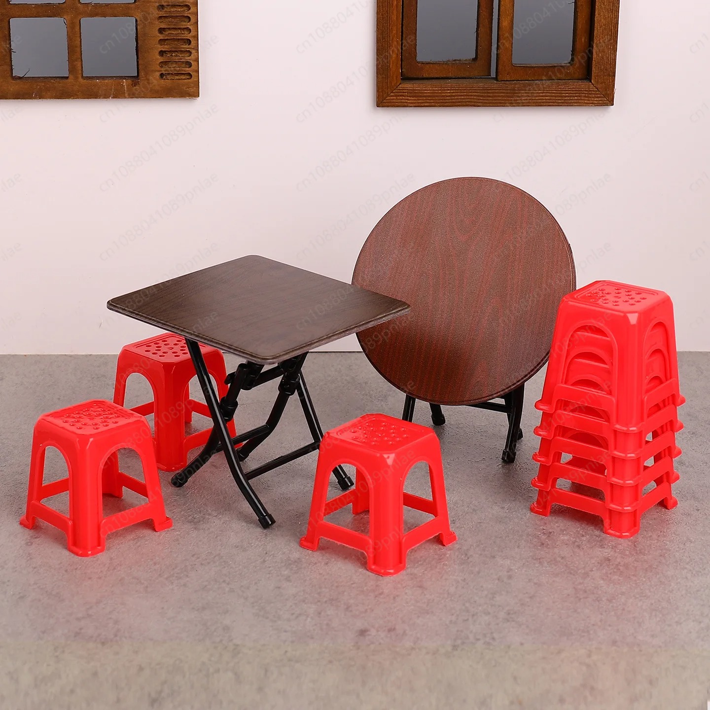 AliExpress Miniature Vintage Table And Chair Set Guangdong Stool Simulation Model  Accessories For Kids Pretend Play Dollhouse Mini Furnitu