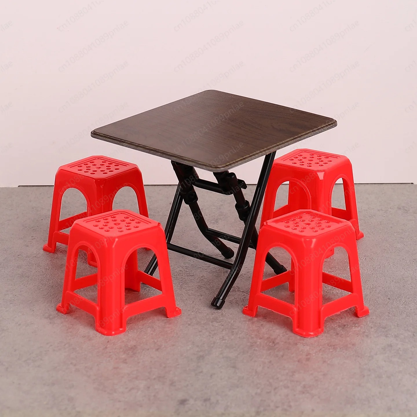 AliExpress Miniature Vintage Table And Chair Set Guangdong Stool Simulation Model  Accessories For Kids Pretend Play Dollhouse Mini Furnitu, view 2