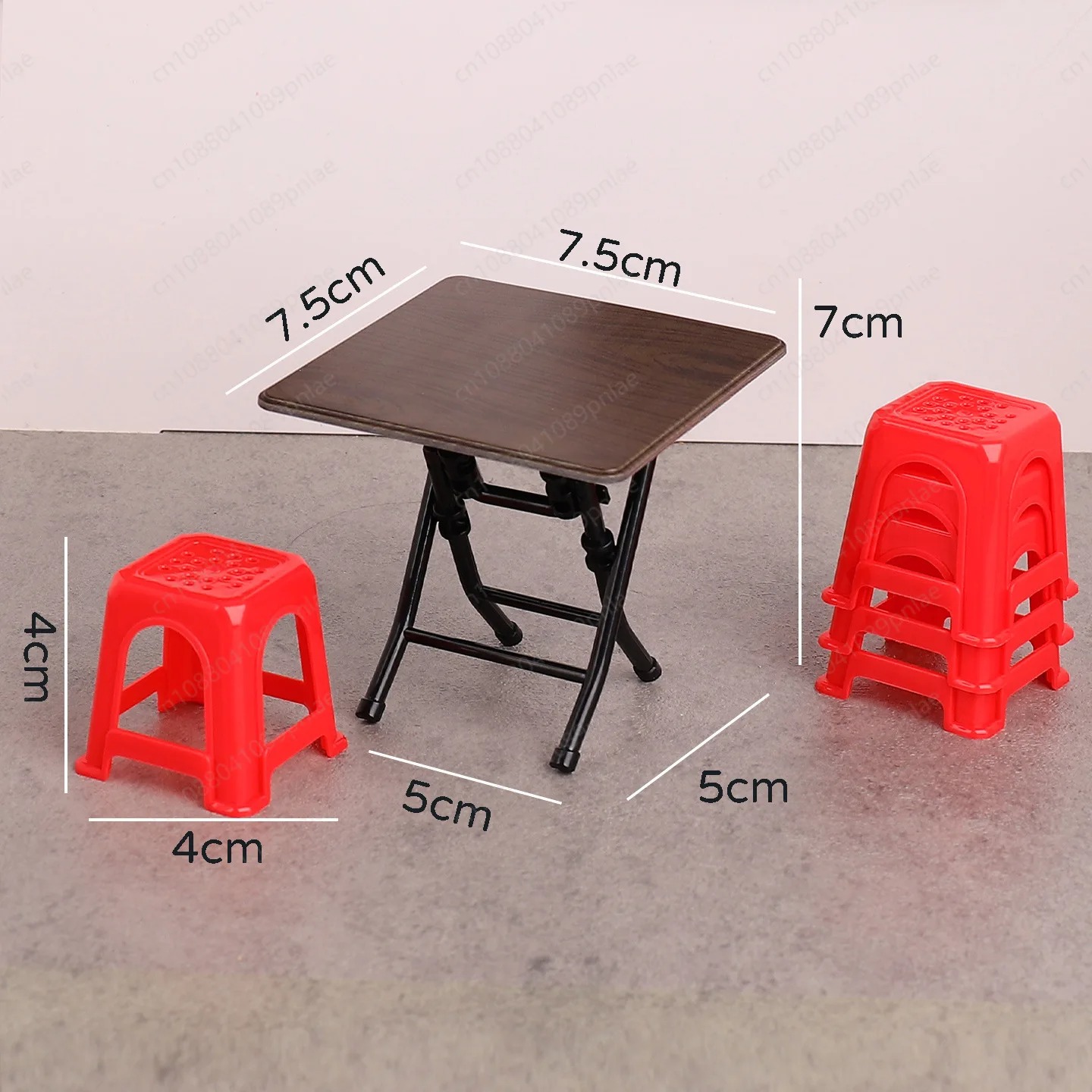 AliExpress Miniature Vintage Table And Chair Set Guangdong Stool Simulation Model  Accessories For Kids Pretend Play Dollhouse Mini Furnitu, view 6