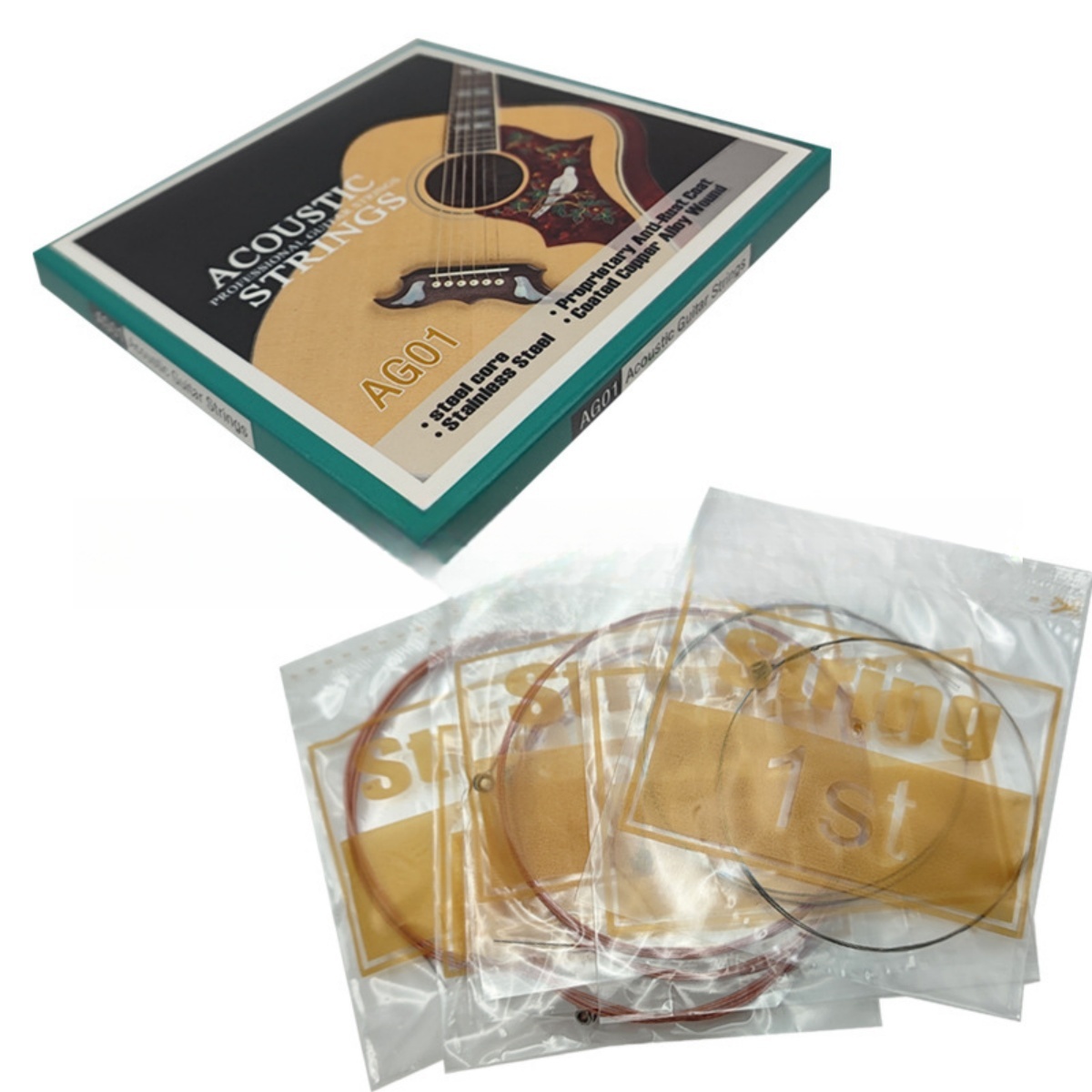 AliExpress Miwayer 1 Set/6 String AG01 Acoustic Guitar Strings- Quality Steel Core,Coated Copper Alloy Wound /for Guitar Strings Replace, view 6