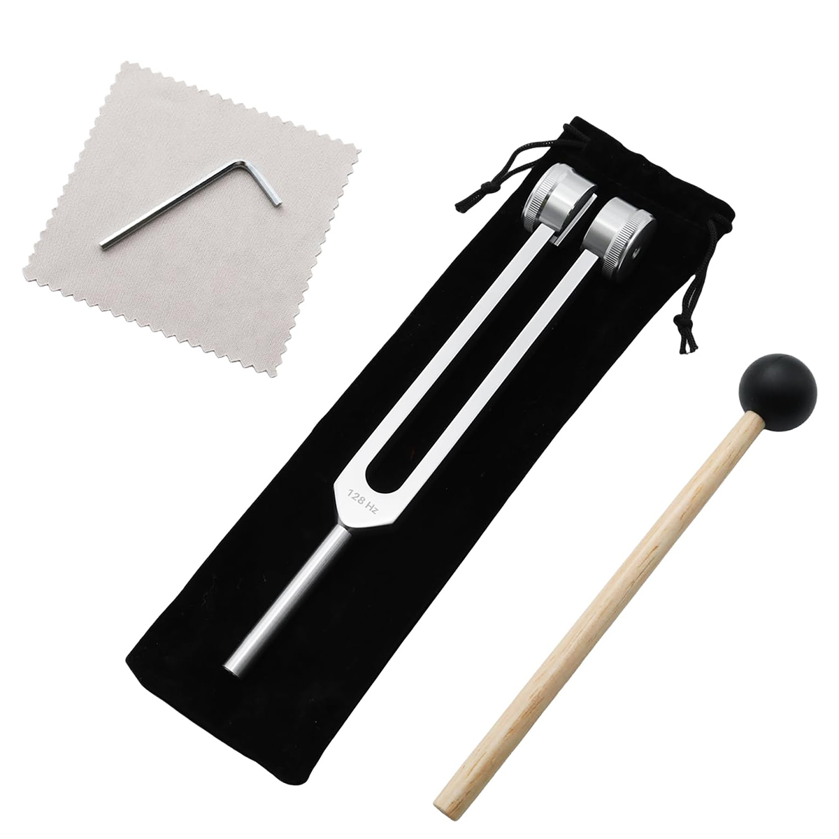 AliExpress Miwayer 128Hz Tuning Fork Set – Aluminum Alloy with Mallet, Hex Wrench, Cleaning Cloth & Pouch, for Healing & Meditation