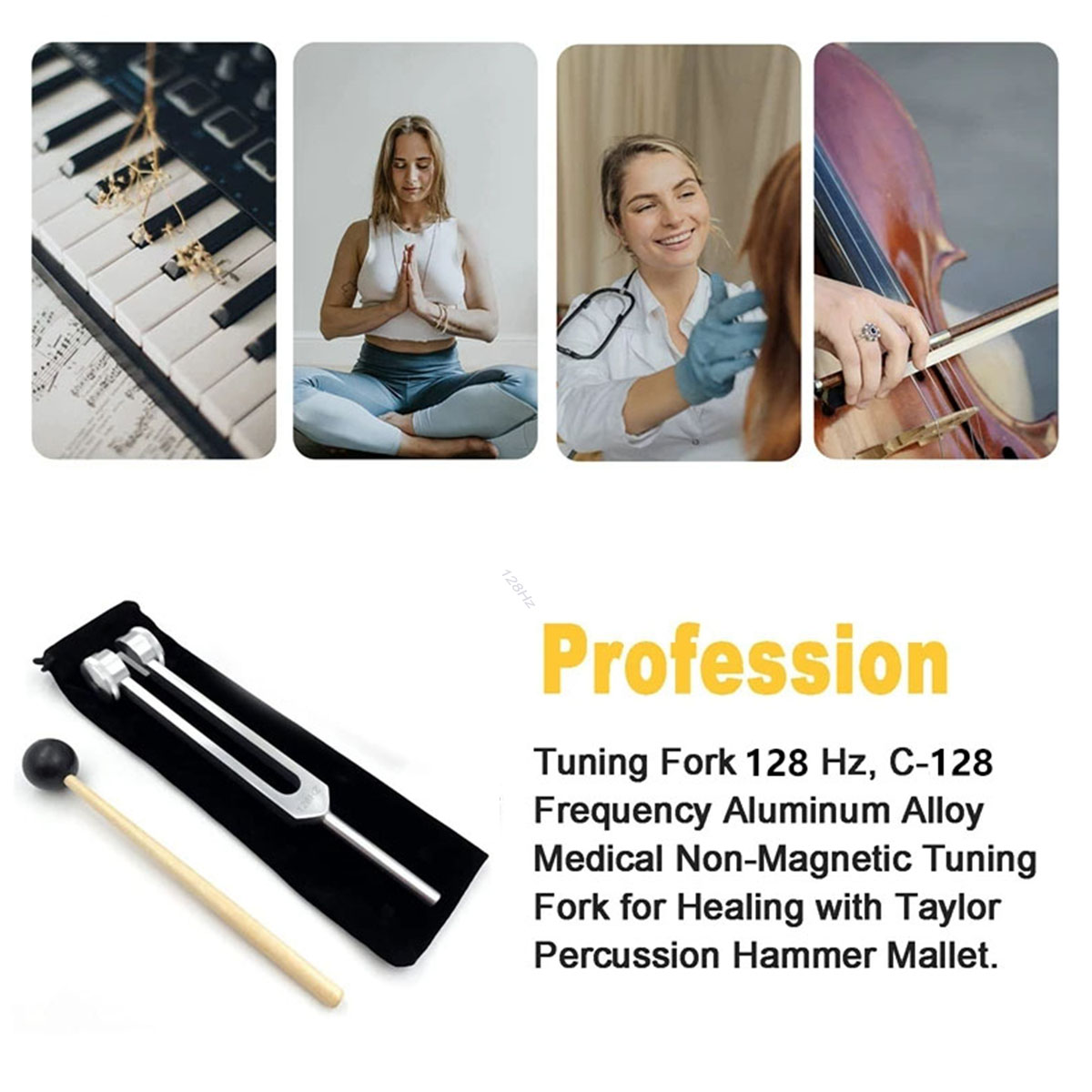 AliExpress Miwayer 128Hz Tuning Fork Set – Aluminum Alloy with Mallet, Hex Wrench, Cleaning Cloth & Pouch, for Healing & Meditation, view 4