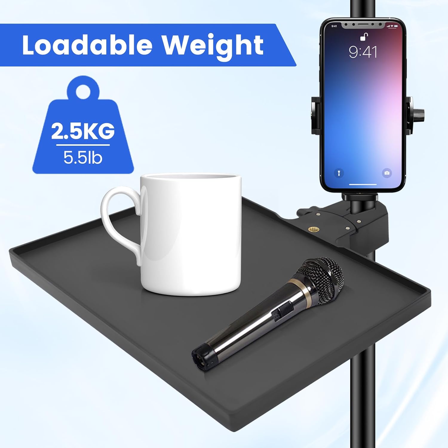 AliExpress Miwayer 1Pc Adjustable Microphone Stand Tray, 225×165mm Sound Card Platform,O-Type Clamp Fits 13-47mm Tubes, for Live Streaming, view 5