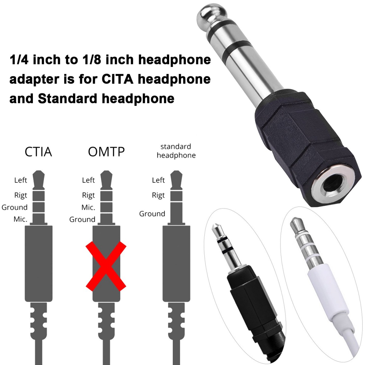AliExpress Miwayer 3.5mm Female To 6.35mm(1/4 inch) Male Stereo Headphone Audio Adaptor/Microphone Plug Jack Adapter Converter, view 3