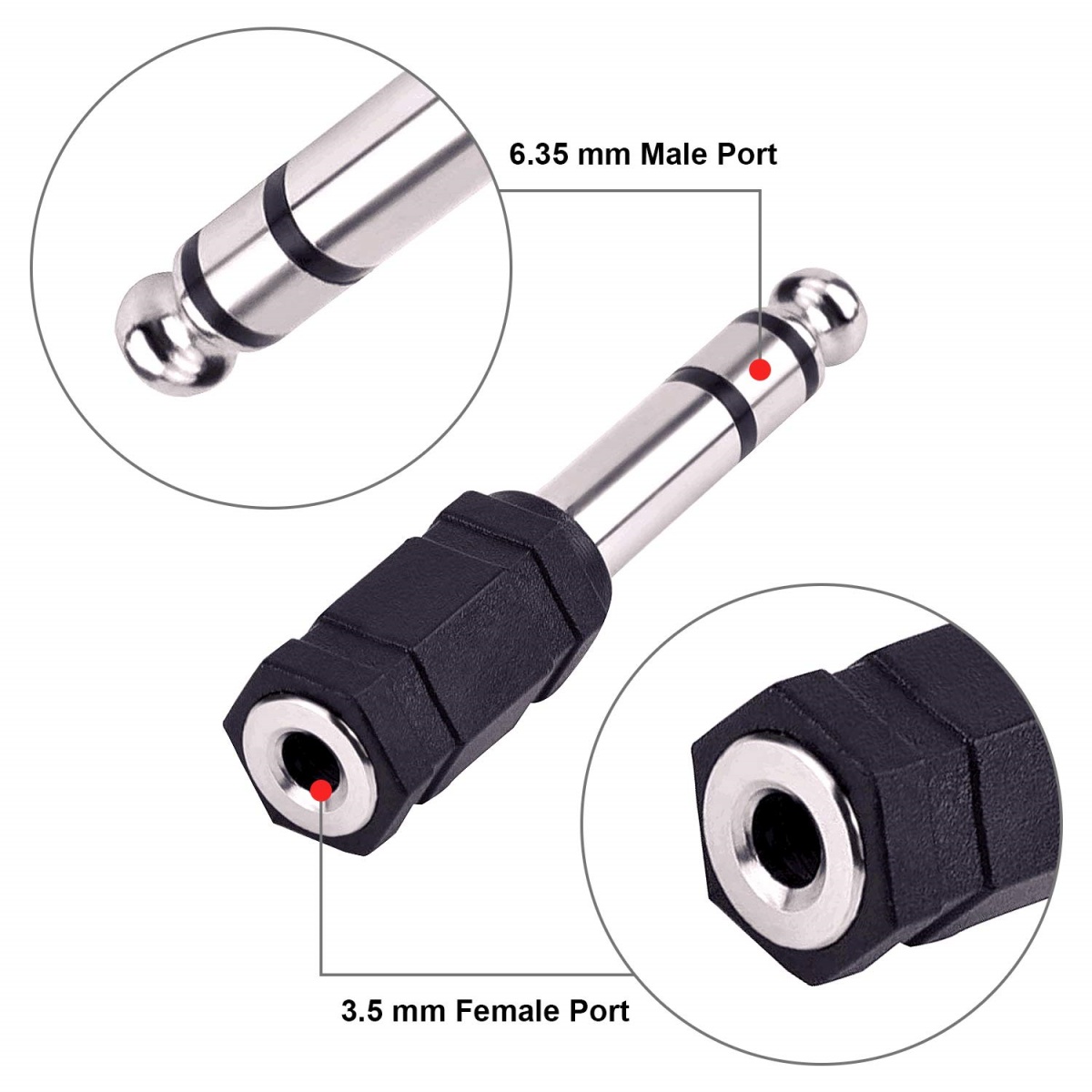 AliExpress Miwayer 3.5mm Female To 6.35mm(1/4 inch) Male Stereo Headphone Audio Adaptor/Microphone Plug Jack Adapter Converter, view 4