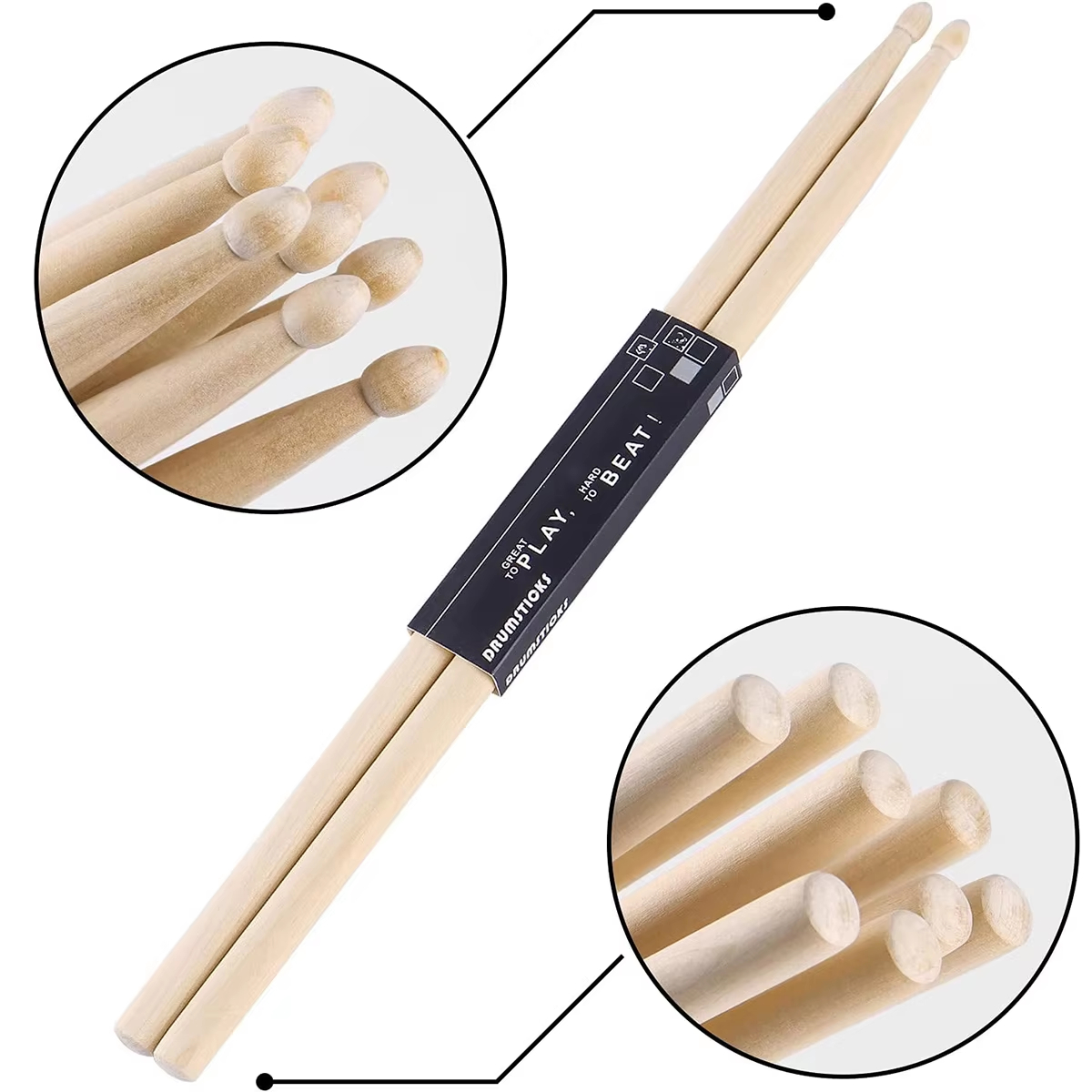 AliExpress Miwayer 5A/7A Maple Drumsticks Mallets - Premium Durable Practice Sticks Elegant Log Color for All Ages Drumming, view 2