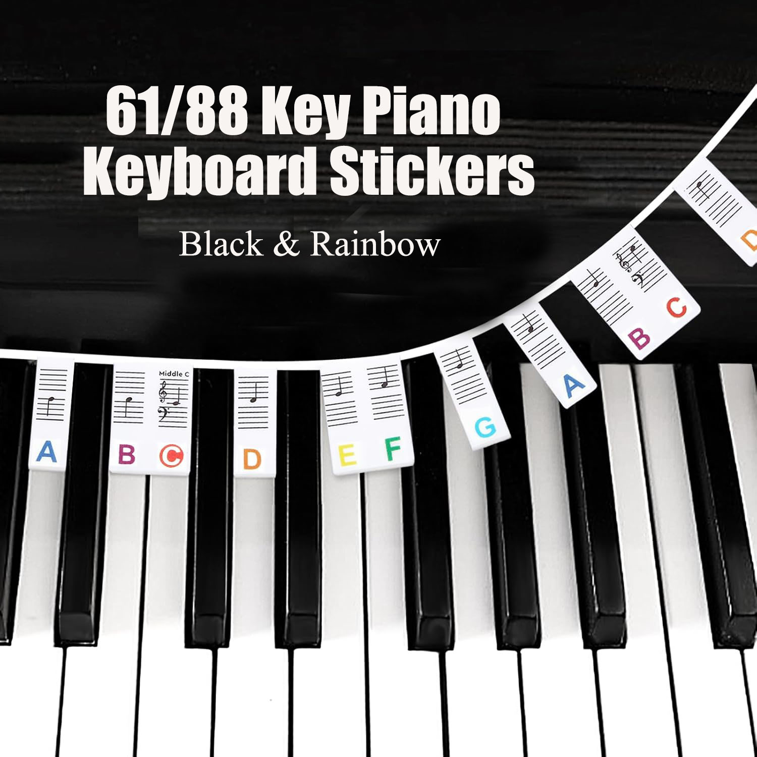AliExpress Miwayer 61/88 Keys Piano Keyboard Stickers, Removable Piano Keyboard Note Labels for Learning Piano Notes Guide for Beginner