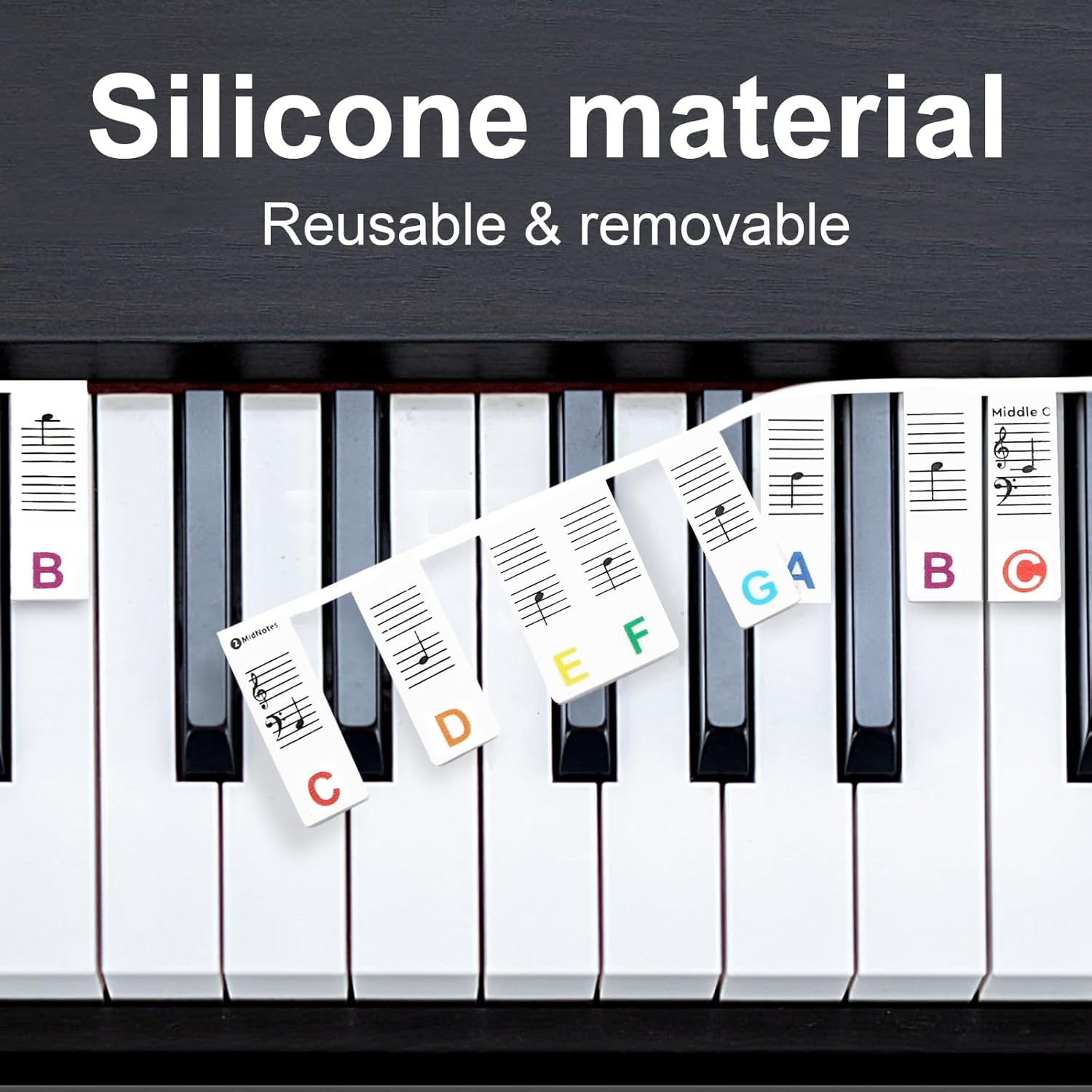 AliExpress Miwayer 61/88 Keys Piano Keyboard Stickers, Removable Piano Keyboard Note Labels for Learning Piano Notes Guide for Beginner, view 2