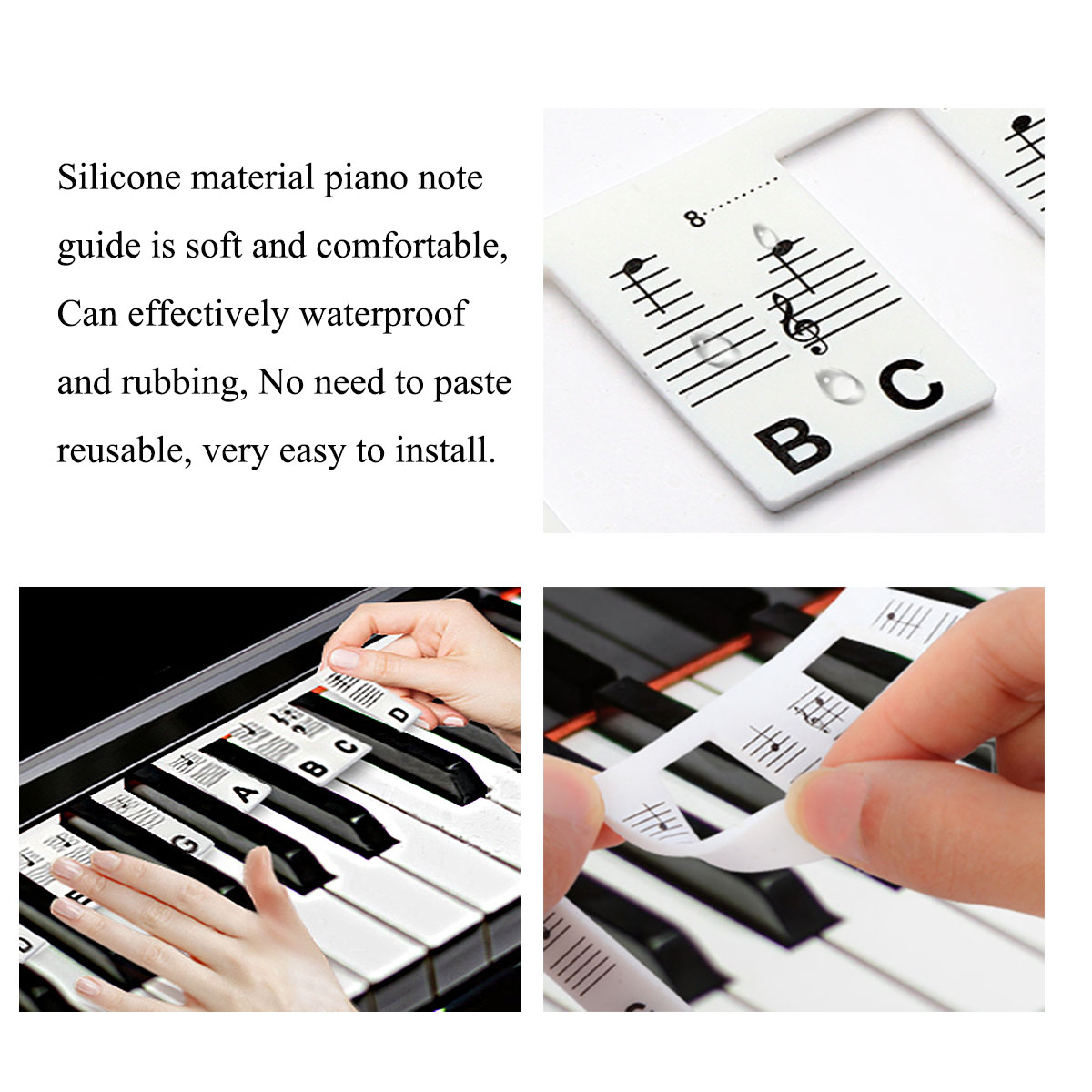 AliExpress Miwayer 61/88 Keys Piano Keyboard Stickers, Removable Piano Keyboard Note Labels for Learning Piano Notes Guide for Beginner, view 4