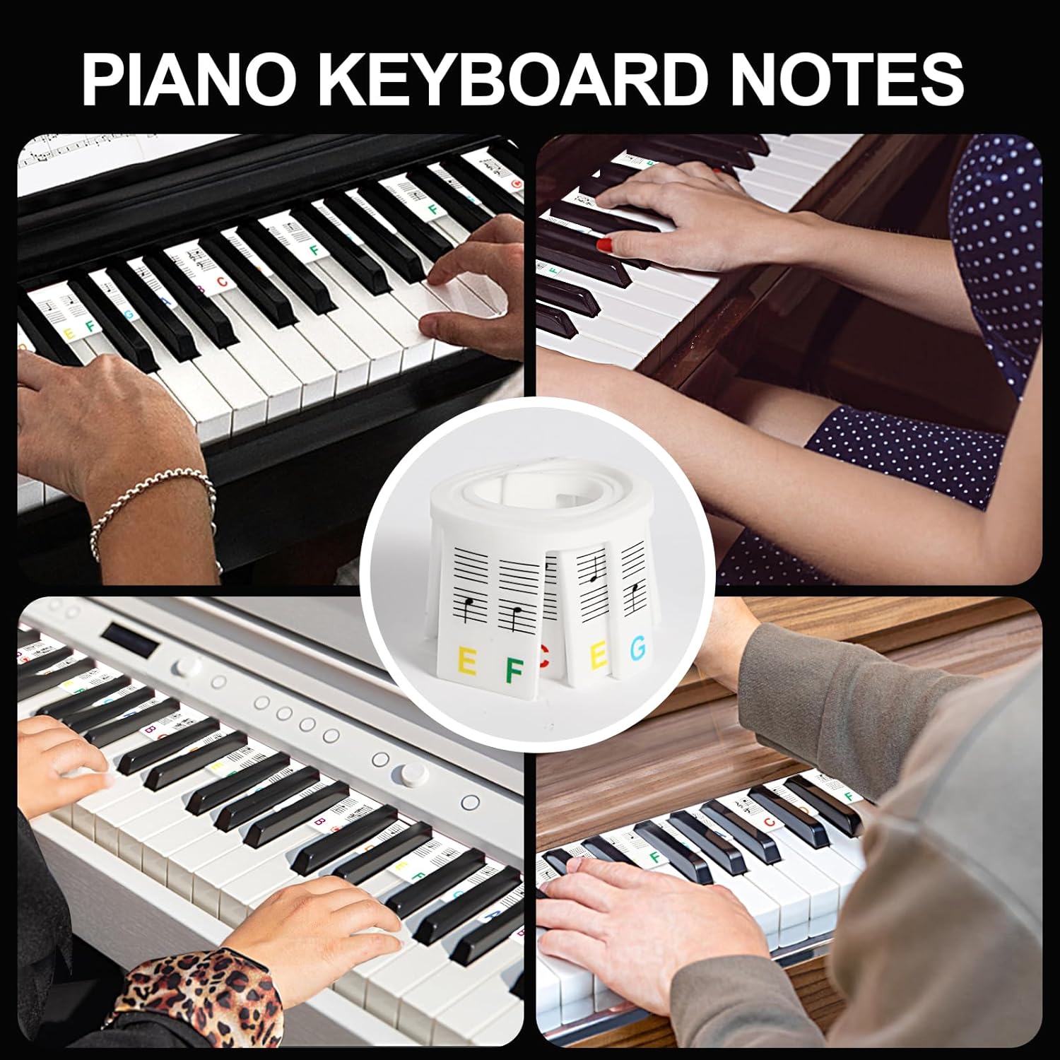AliExpress Miwayer 61/88 Keys Piano Keyboard Stickers, Removable Piano Keyboard Note Labels for Learning Piano Notes Guide for Beginner, view 6