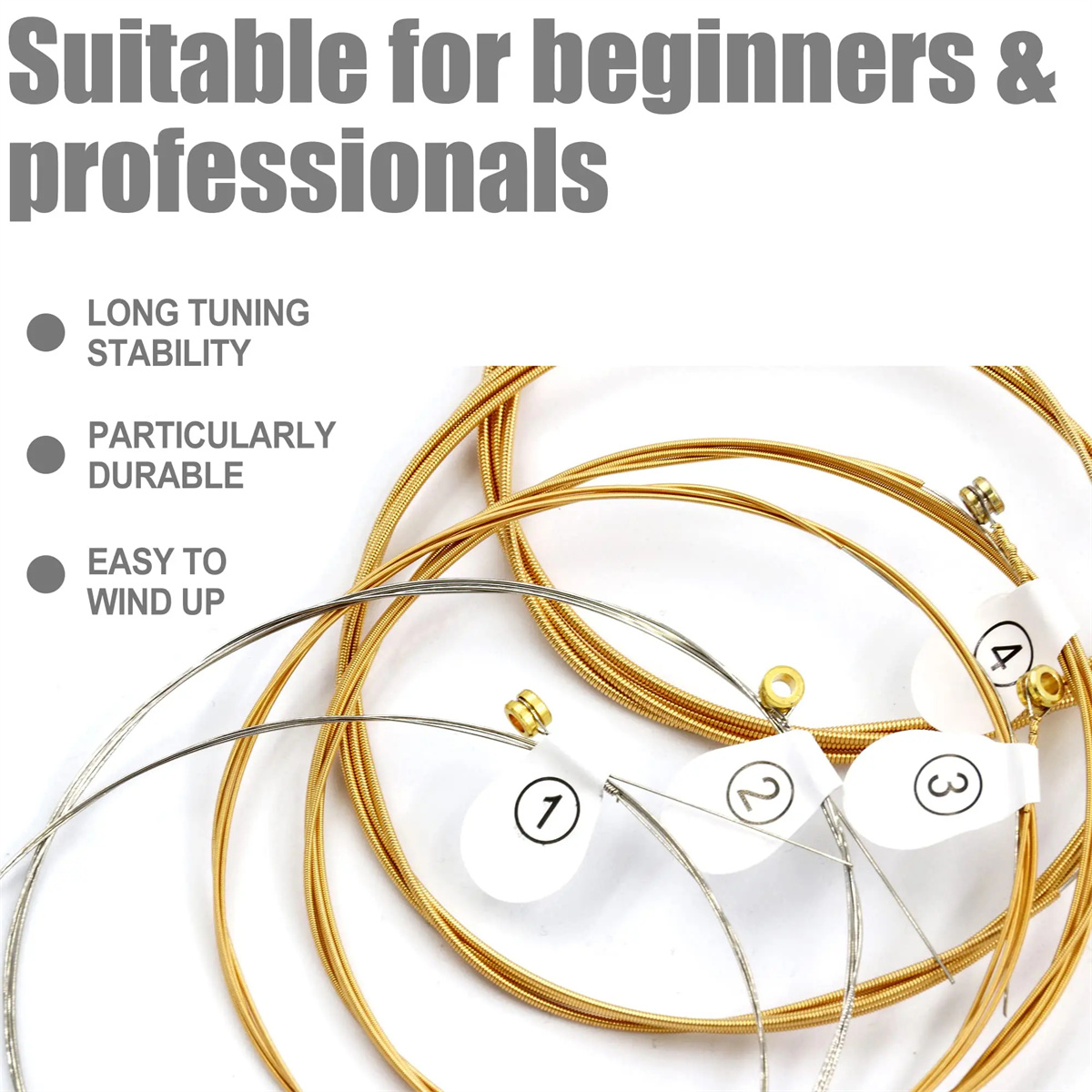 AliExpress Miwayer  Acoustic Guitar Strings - High Carbon Steel Core, Rust-Resistant & Long-Lasting, Bright & Balanced Tone, view 3