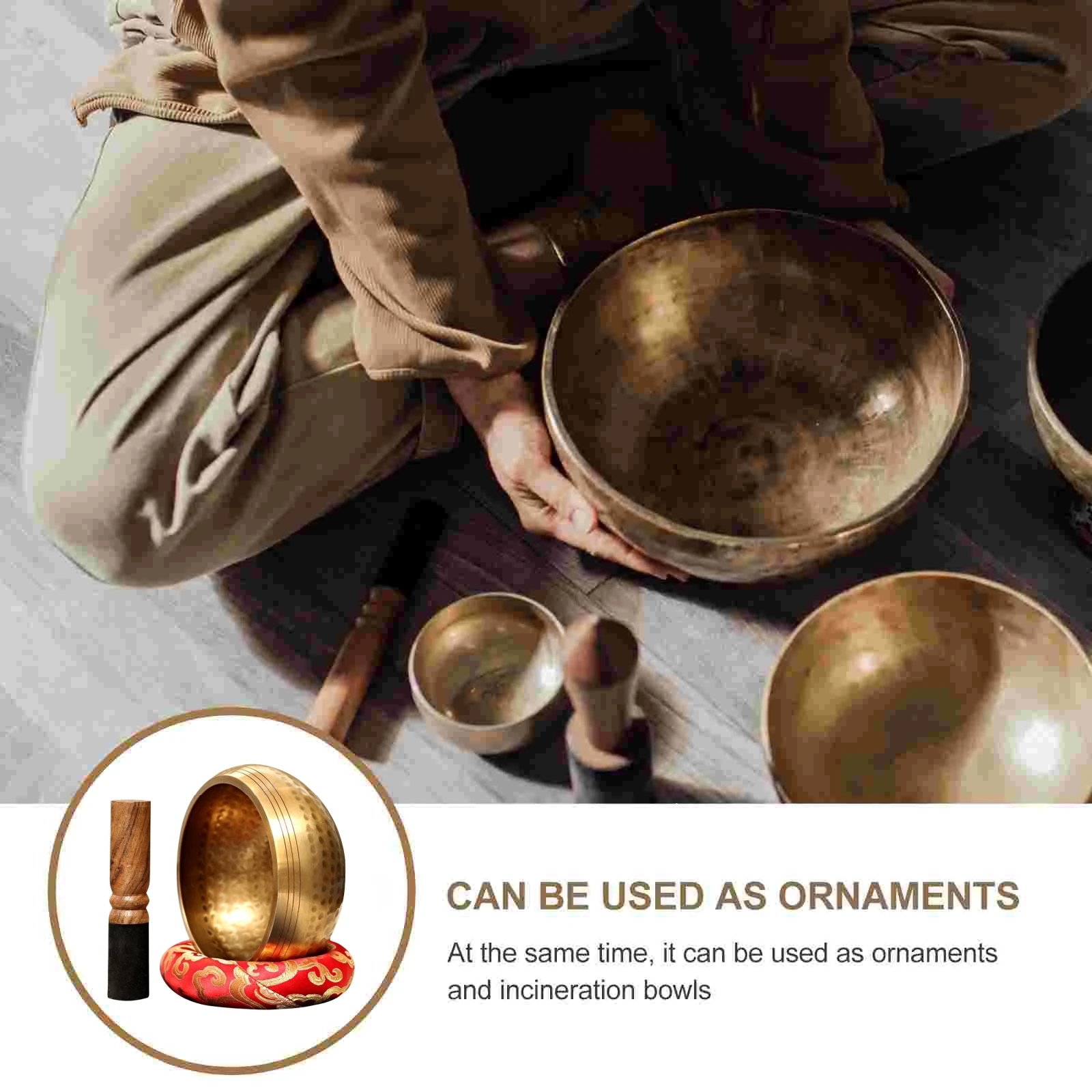 AliExpress Miwayer Copper Sing Bowl Nepal Tibet Handmade for Religious Sound Therapy Music Yoga Buddha Bowl Chanting Healing Tool, view 5