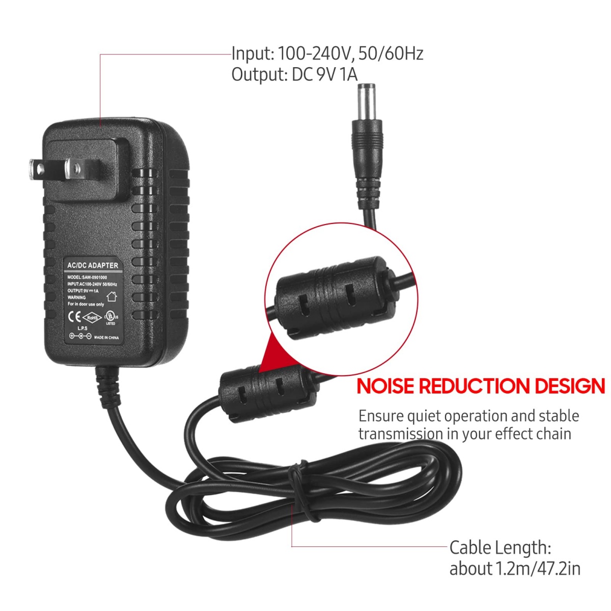 AliExpress Miwayer Daisy Chain Cables 1 to 2-10 Ways Guitar Effect Pedal Power Supply Adapter 9V DC 1A Reinforced Noiseless Center Negative, view 6