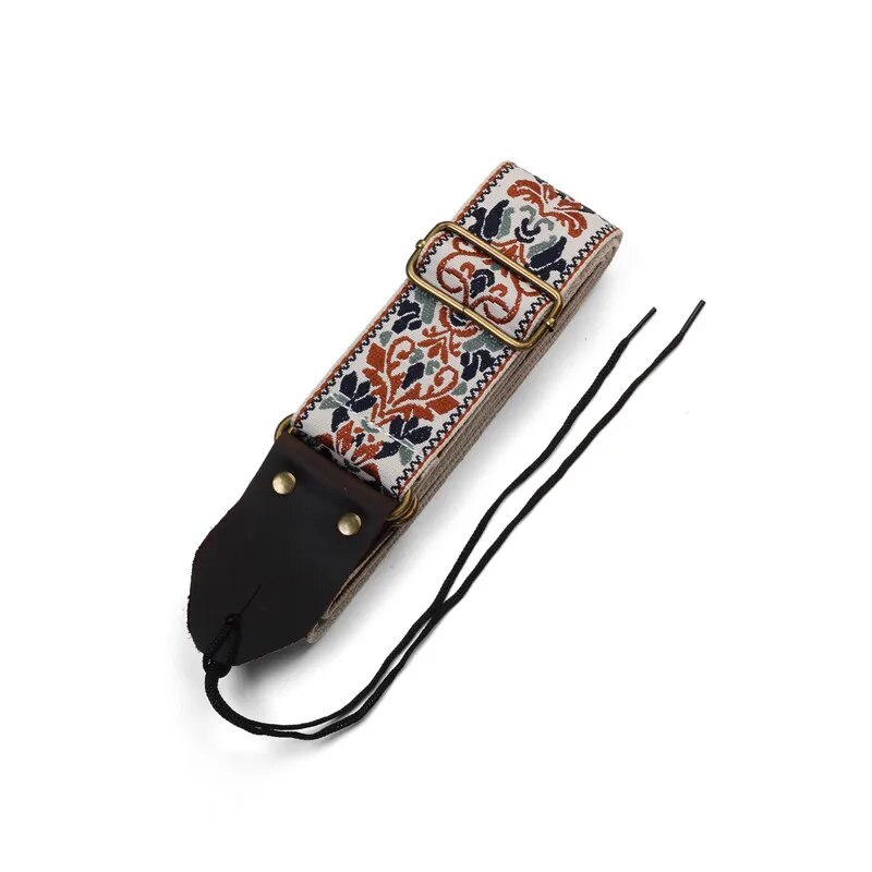 AliExpress Miwayer Embroidered Guitar Strap Soft Vintage Flowers Adjustable Creative Watch Bands Cotton Belt & Leather Head, view 4