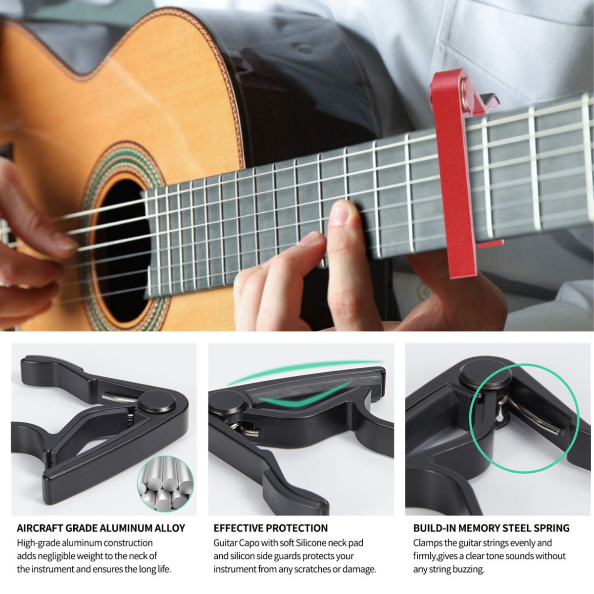 AliExpress Miwayer High Quality Aluminium Alloy Guitar Capo for  6 String Guitar Alloy Metal Universal Multifunction Capo, view 3