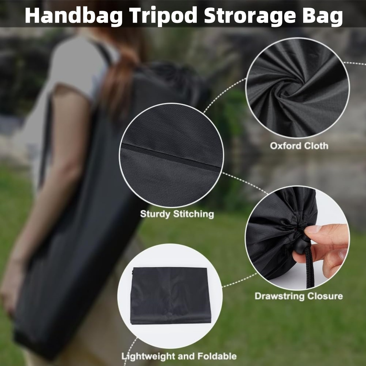 AliExpress Miwayer Portable Tripod Monopod Bag Oxford Cloth Foldable Drawstring Storage Bag/for Carring Mic Tripod Stand, view 5