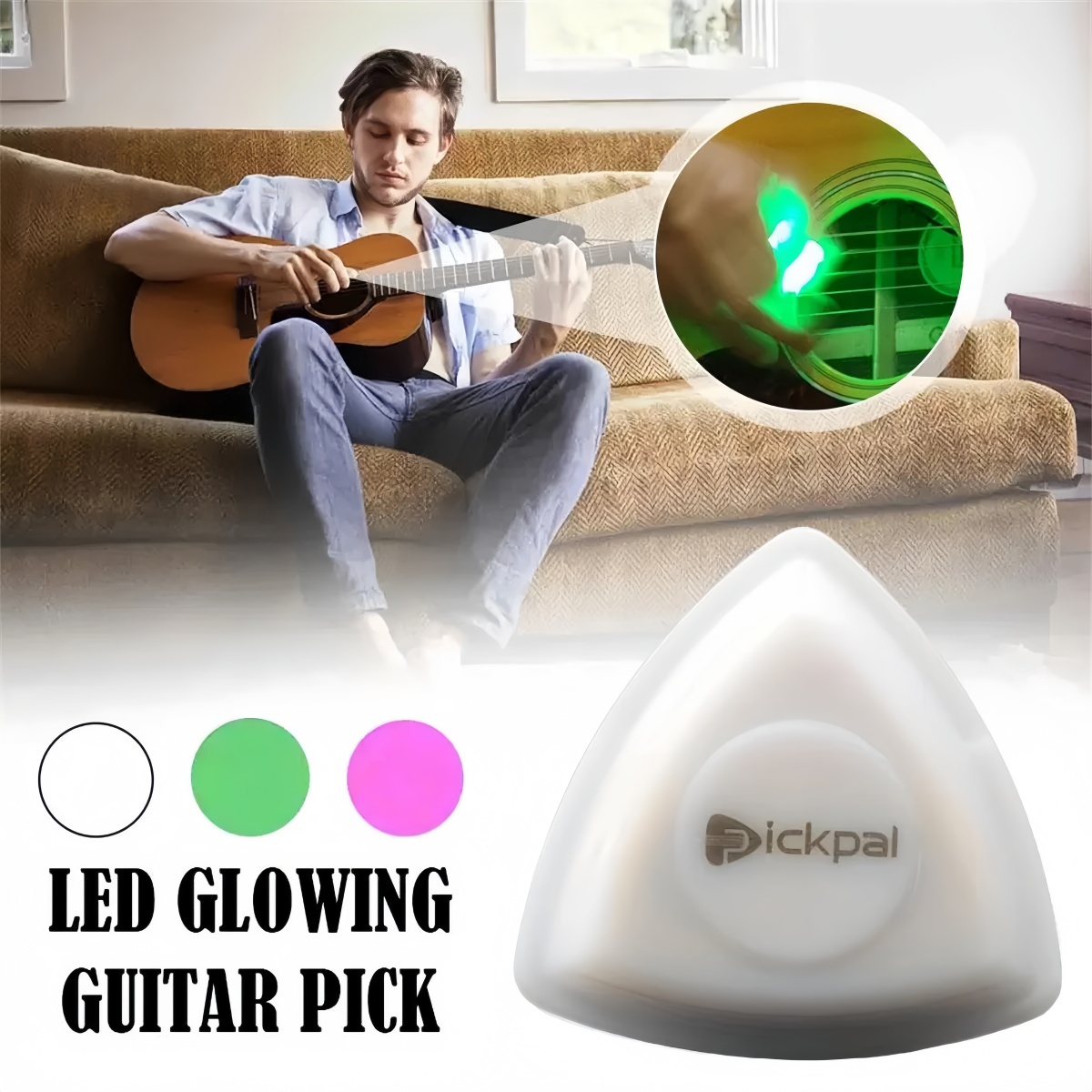AliExpress Miwayer Triangle LED Luminous Guitar Pick, 3 Colors White/Green/Purple, High-Sensitivity LED Light Non-Slip Plectrum for Guitar, view 5