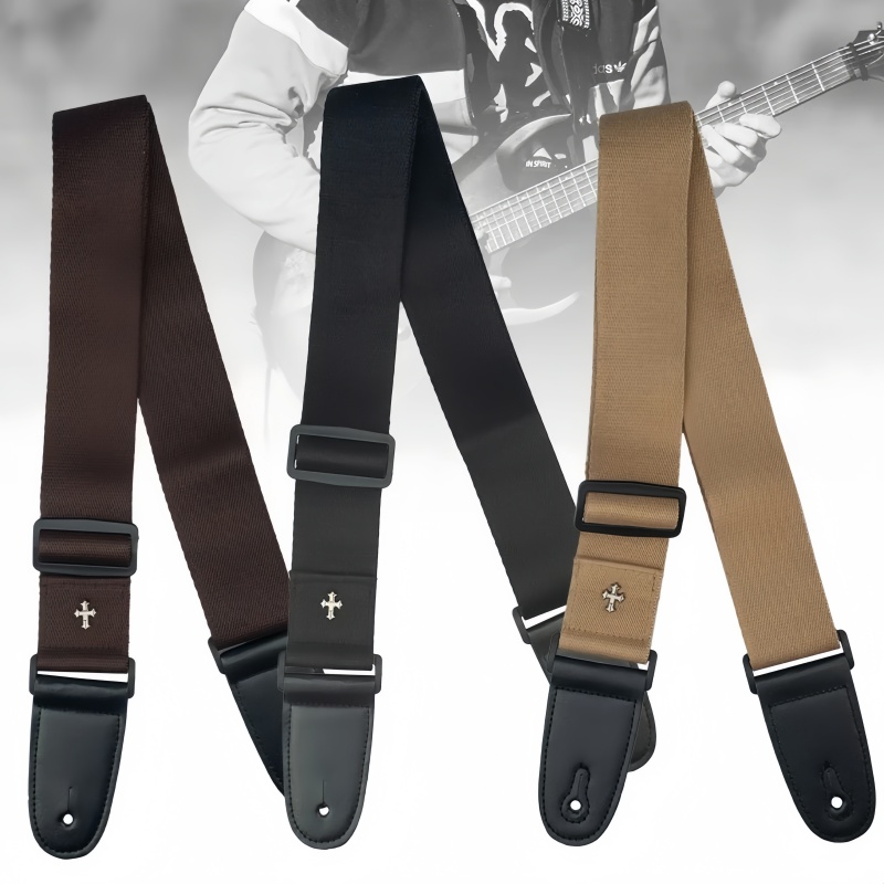 AliExpress Miwayer Vintage Cross Guitar Strap with Pick Pocket Electric Acoustic Folk Guitarra Belt for Stage Performance Gift, view 5