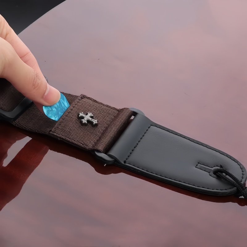 AliExpress Miwayer Vintage Cross Guitar Strap with Pick Pocket Electric Acoustic Folk Guitarra Belt for Stage Performance Gift, view 4