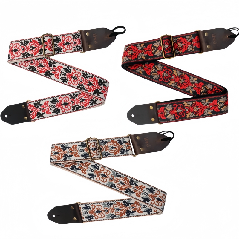 AliExpress Miwayer Vintage Flowers Guitar Strap, Soft Embroidered Cotton Belt&Leather Head, Adjustable Creative Watch Bands Strap for Bass