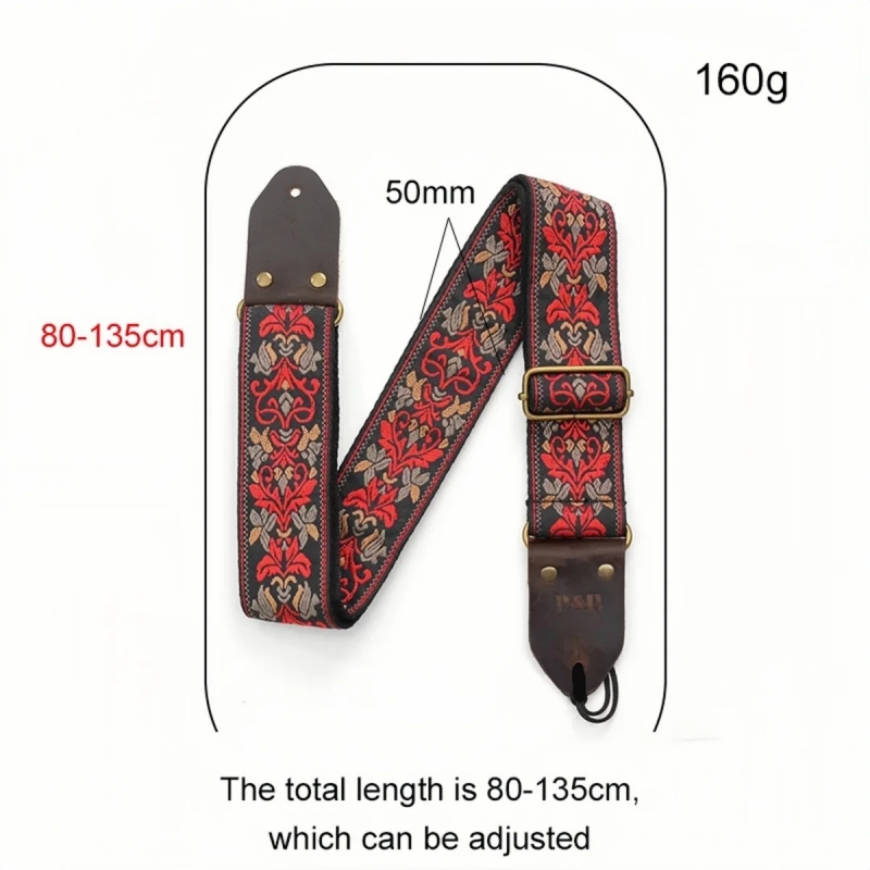 AliExpress Miwayer Vintage Flowers Guitar Strap, Soft Embroidered Cotton Belt&Leather Head, Adjustable Creative Watch Bands Strap for Bass, view 2